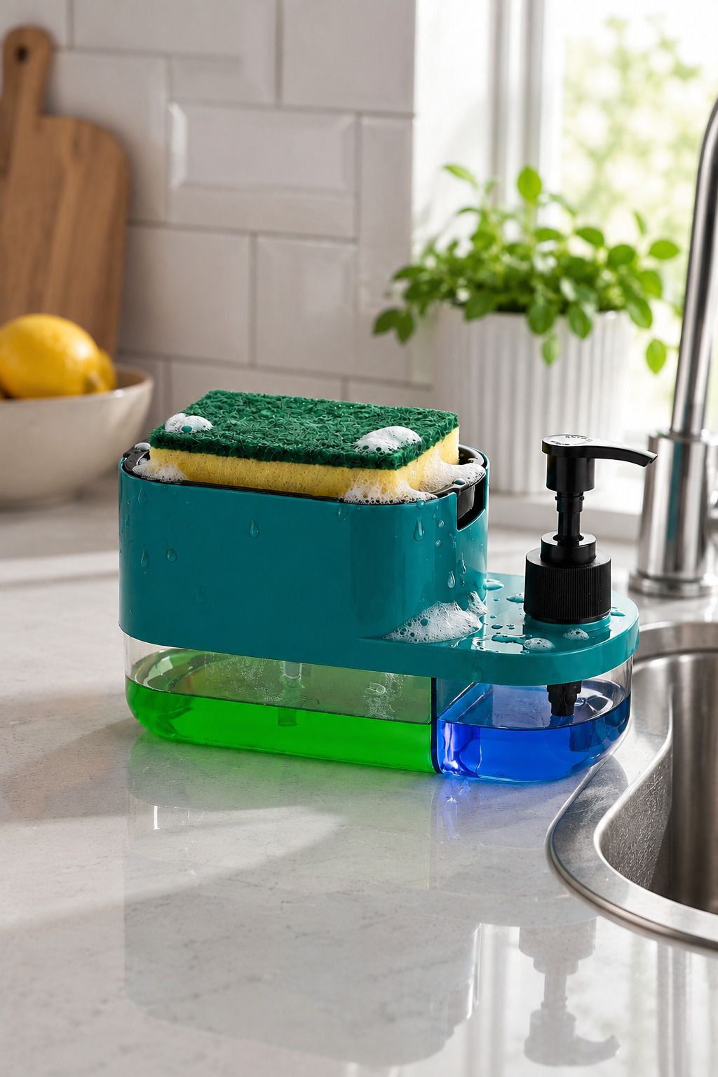 modernlux 2 in 1 Liquid Soap Dispenser and Sponge Holder for Kitchen Sink Kitchen Wiper-picture-20