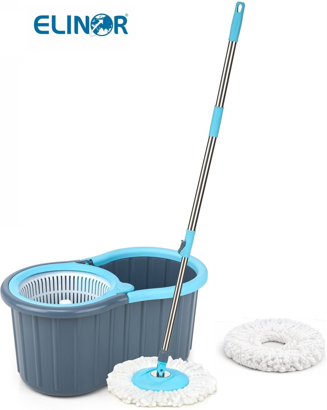 360 REVOLVING MOP SET BUCKET MOP SET WITH PLASTIC SPINNER & 2 MICROFIBER REFILL Mop Set-image-15