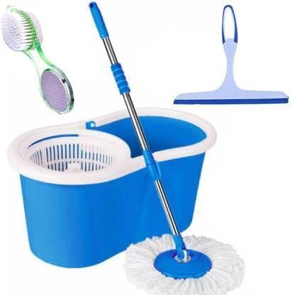 shivonic Magic Dry Bucket Mop - 360 Degree Self Spin Wringing Combo Bucket Mop Set Mop Set-picture-18