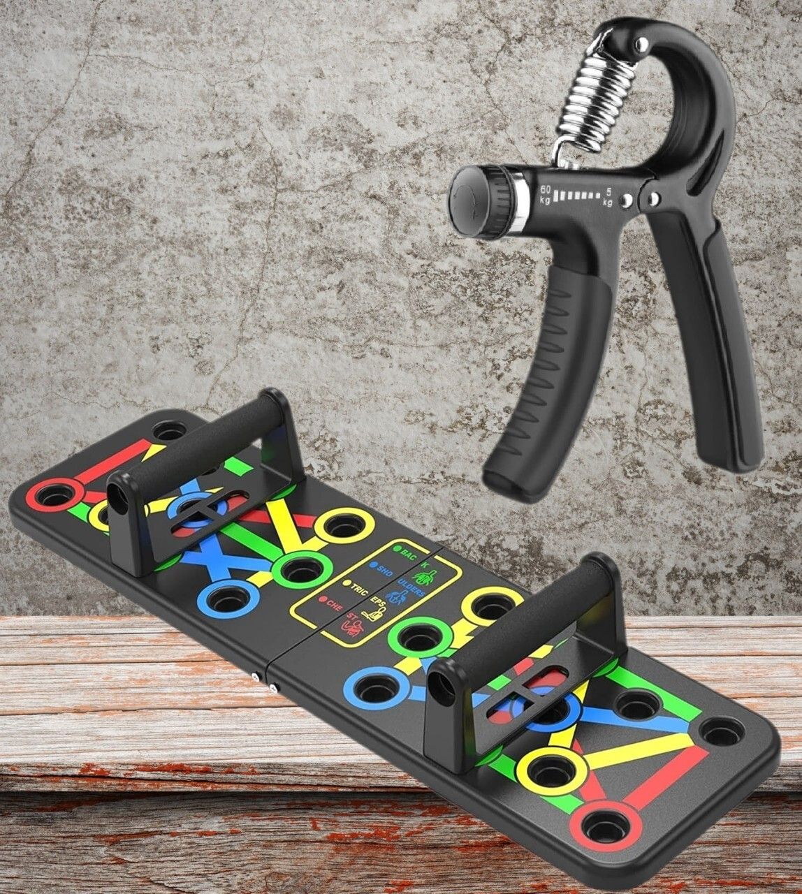 15 In 1 Pushup Board: Premium Gym Equipment for Home Workout WITH HAND GRIPPER Home Gym Combo