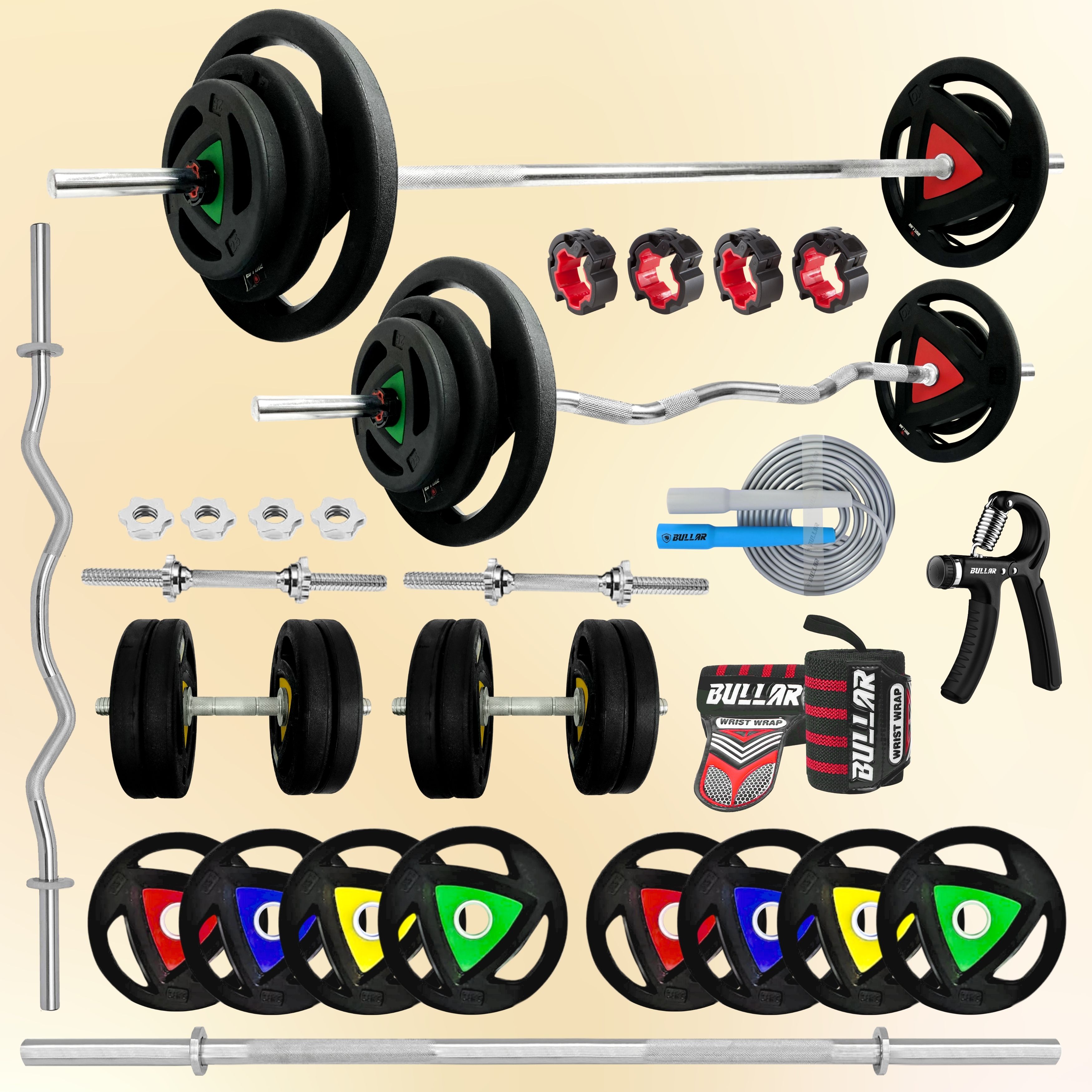 20 kg Rubber Coated Iron Home Gym Set Dumbbell rods 3ft+5ft (28 MM) Home Gym Combo Home Gym Combo-image-43