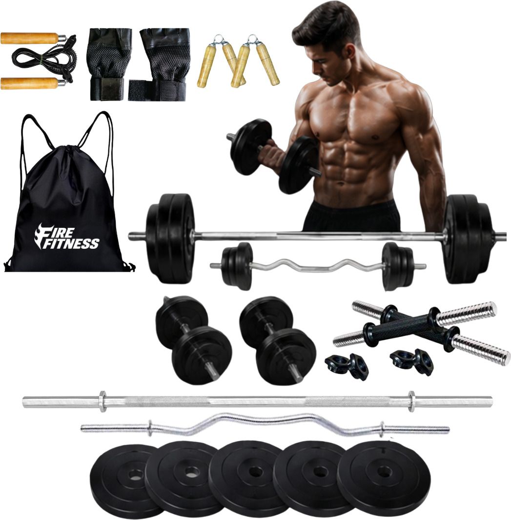 10 kg Gym Combo Set with Barbell Dumbbell PVC Weight Plates Gym set Home Gym Combo-image-44