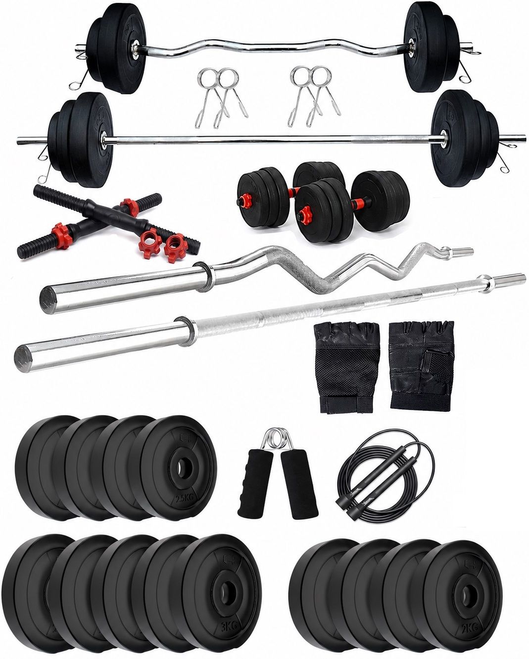 adrenex 30 kg PVC Weight Combo of Rods and Accessories Home Gym Combo-picture-17