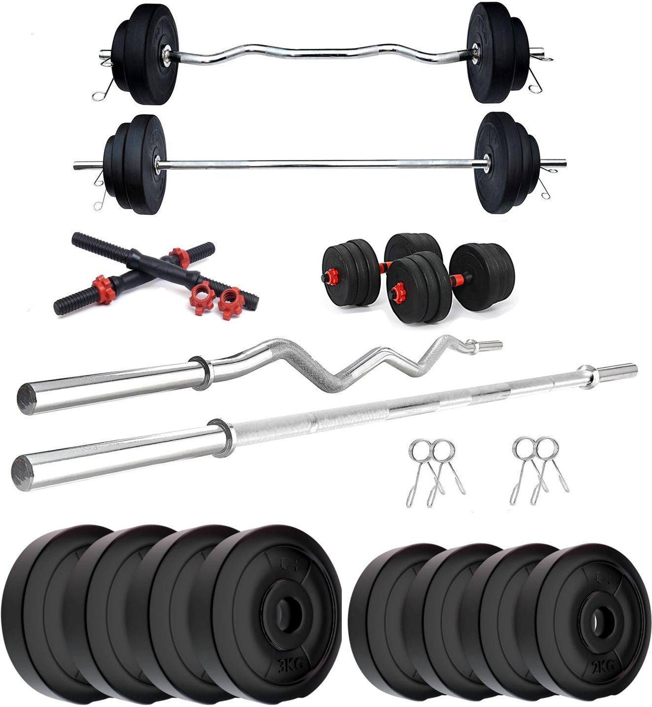 adrenex 20 kg With Straight, Curl and Dumbbell Rods Home Gym Combo-picture-28