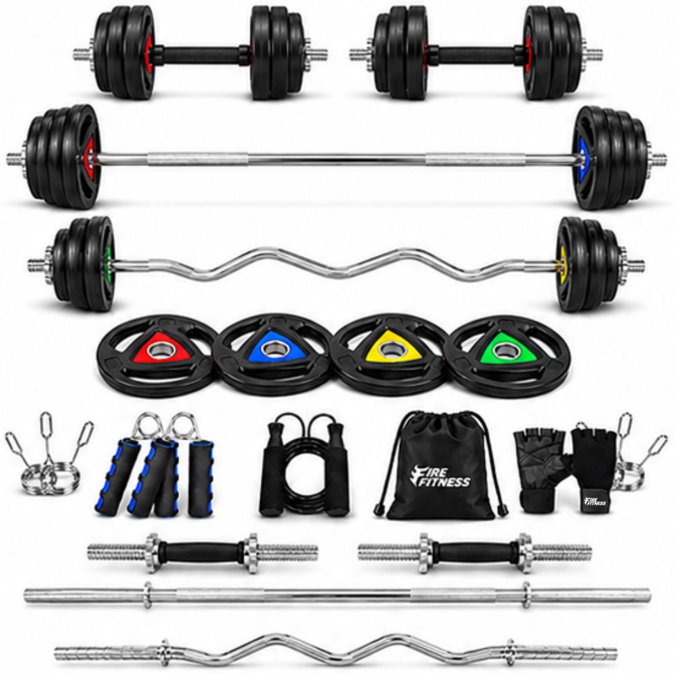 10 kg Metal Weight Plate 10KG Gym Combo Set with 3ft Straight Curl Rod & Dumbbell Rod Home Gym Combo-image-24