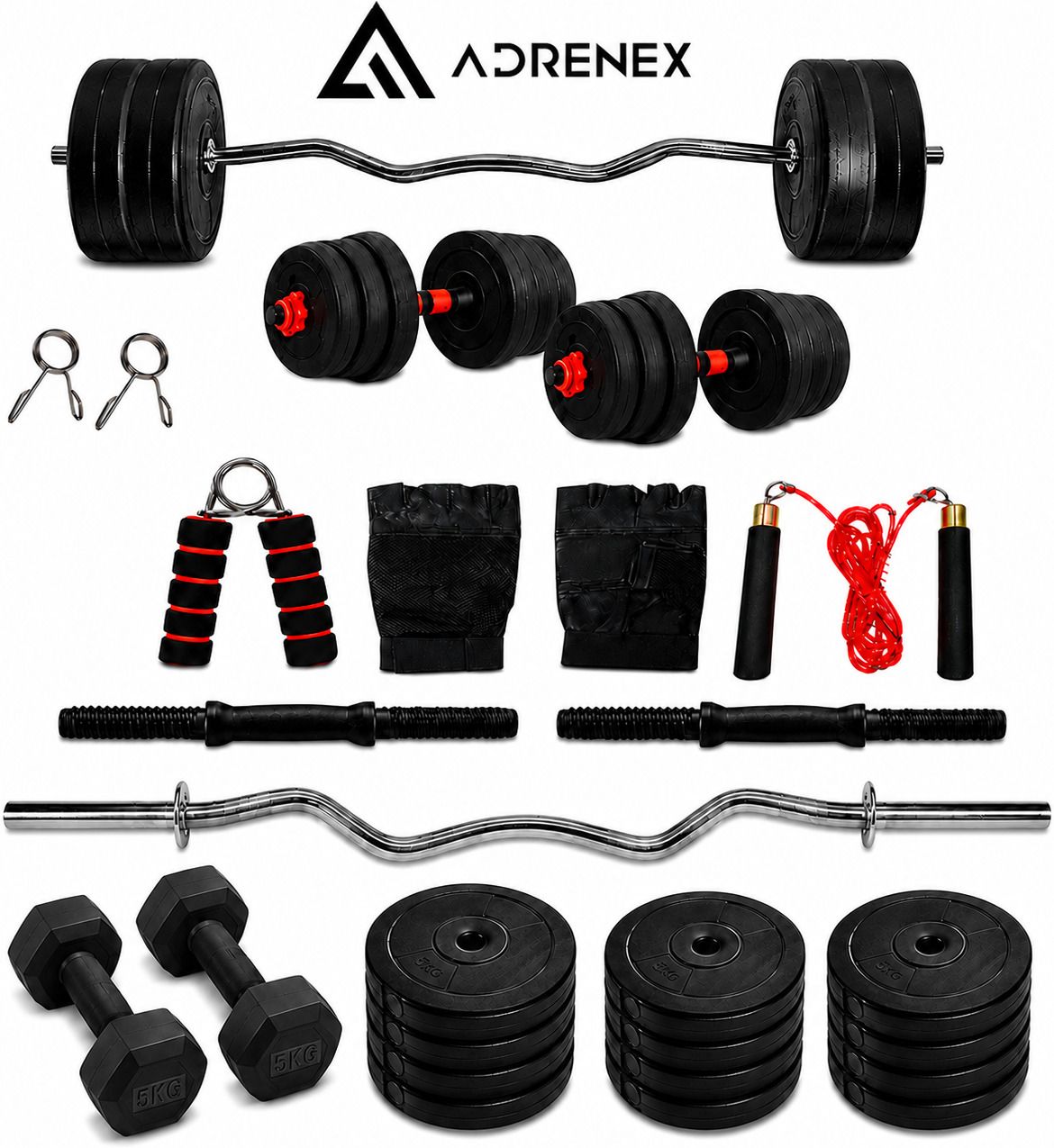 30 kg PVC weight with 3ft Curl Rod With dumbbell Pair And Accessories Home Gym Combo-image-40