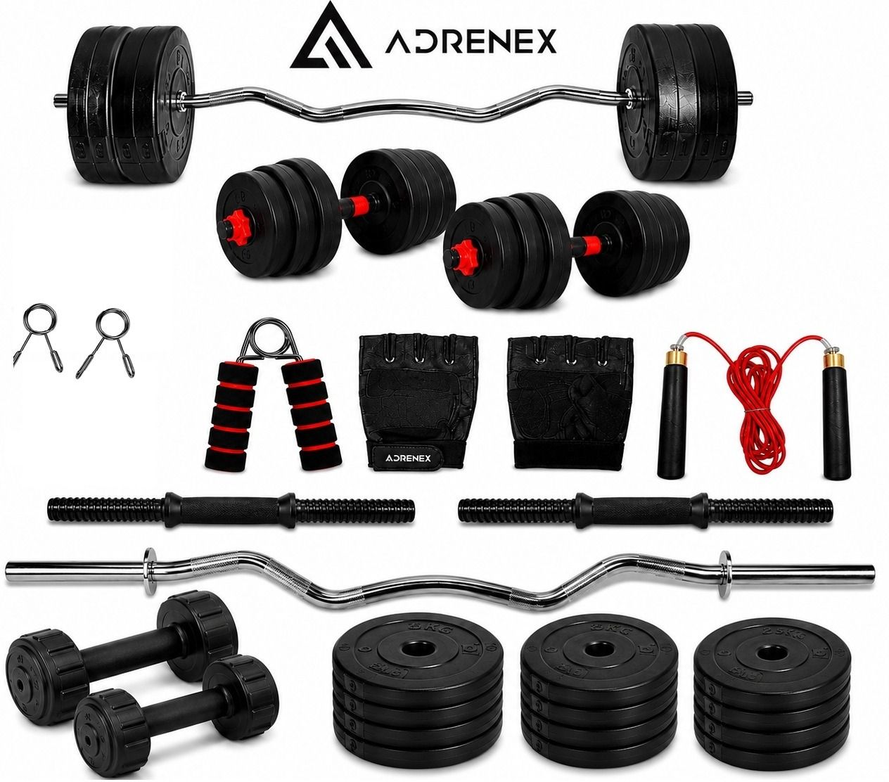 adrenex 40 kg PVC Home Gym Combo Set | Includes 3ft Curl Rod + Dumbbell Pair + Training Acce Home Gym Combo-picture-0