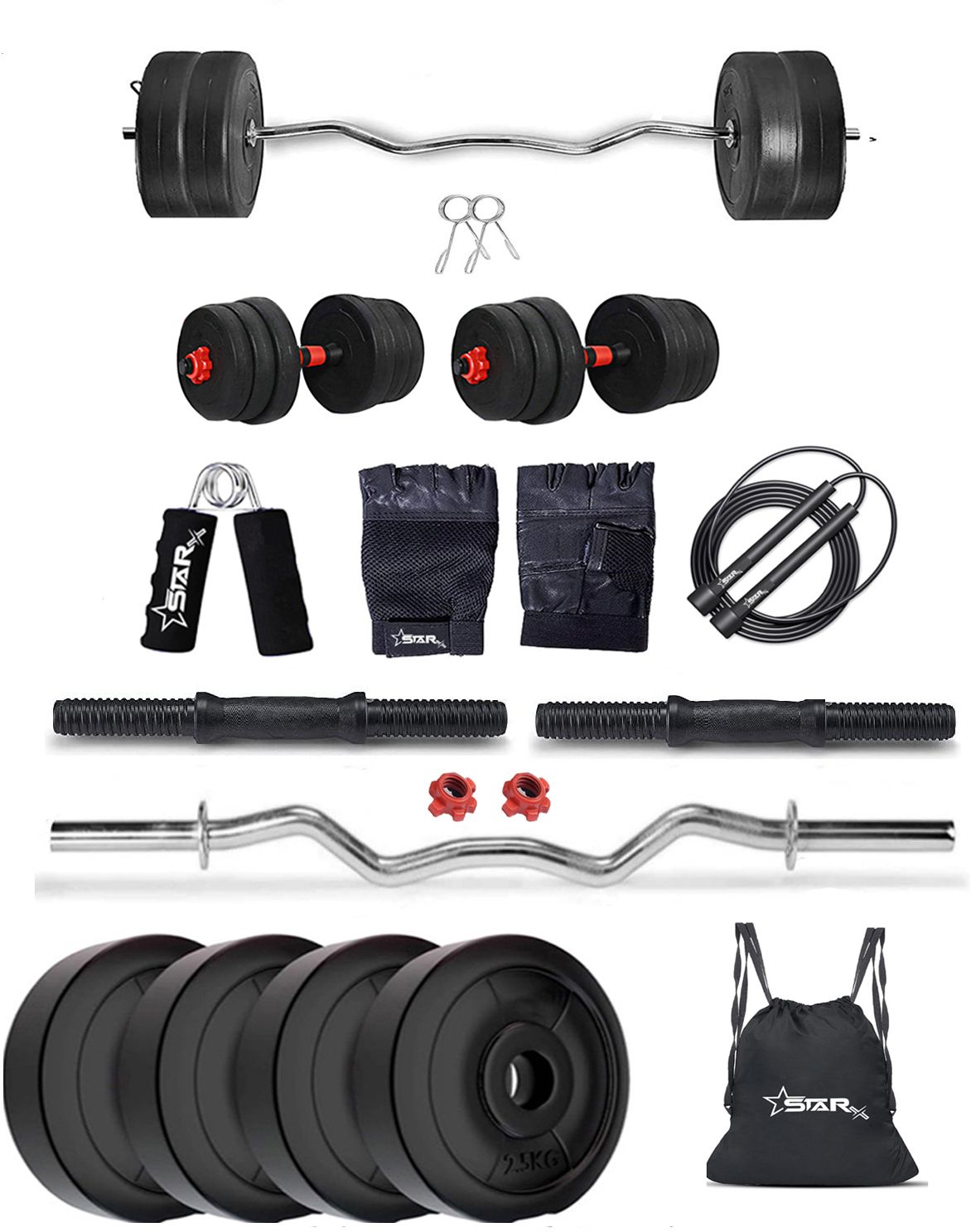 10 kg PVC10Kg3ftSX1 Home Gym Combo