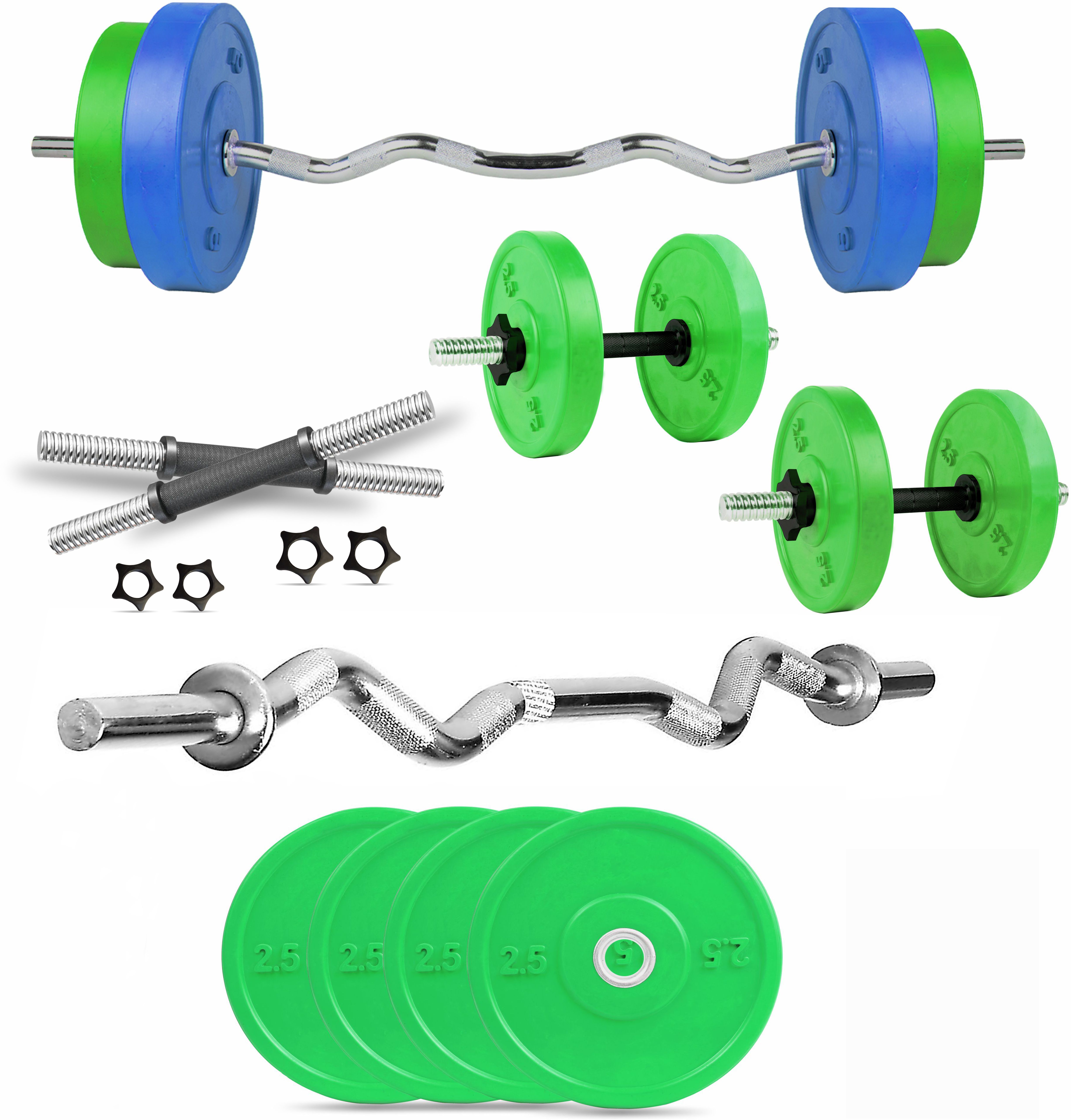 starx 10 kg Star X 10 kg Multi Color 100% Rubber Plates for Use of Home Gym Combo-picture-37