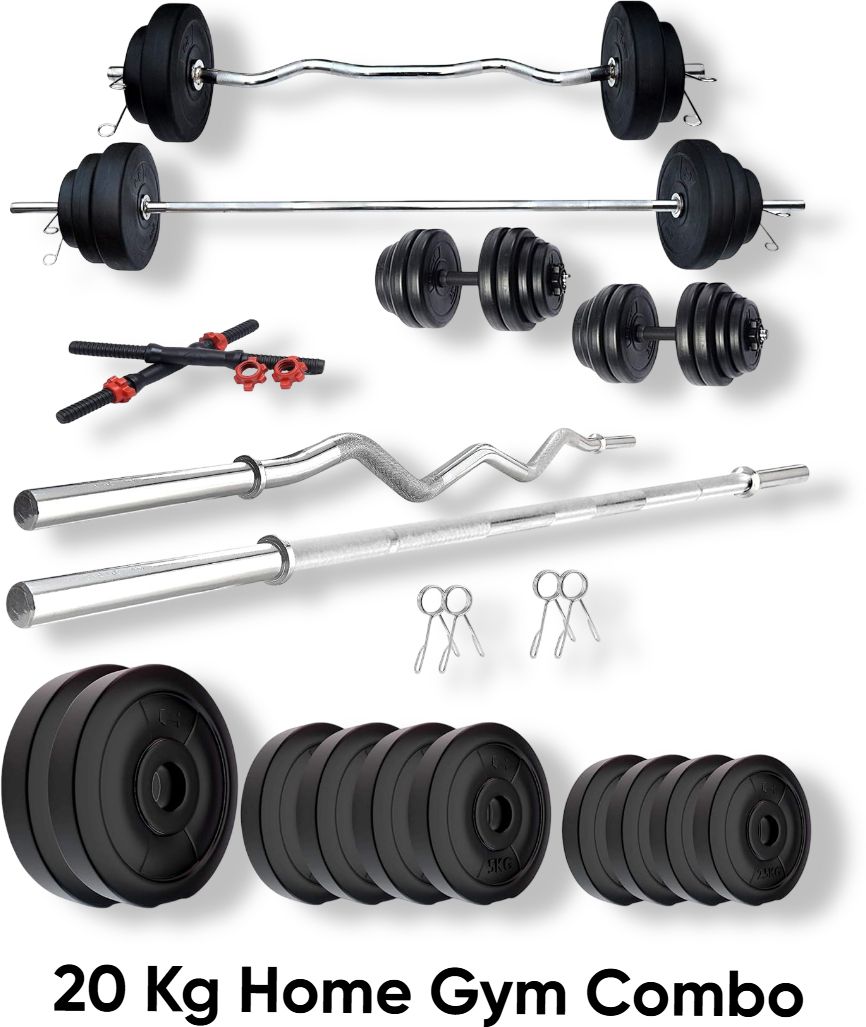 20 kg Adjustable Dumbbells Combo with 5ft Straight Bar, 3ft Curl Bar Home Gym Combo-image-47