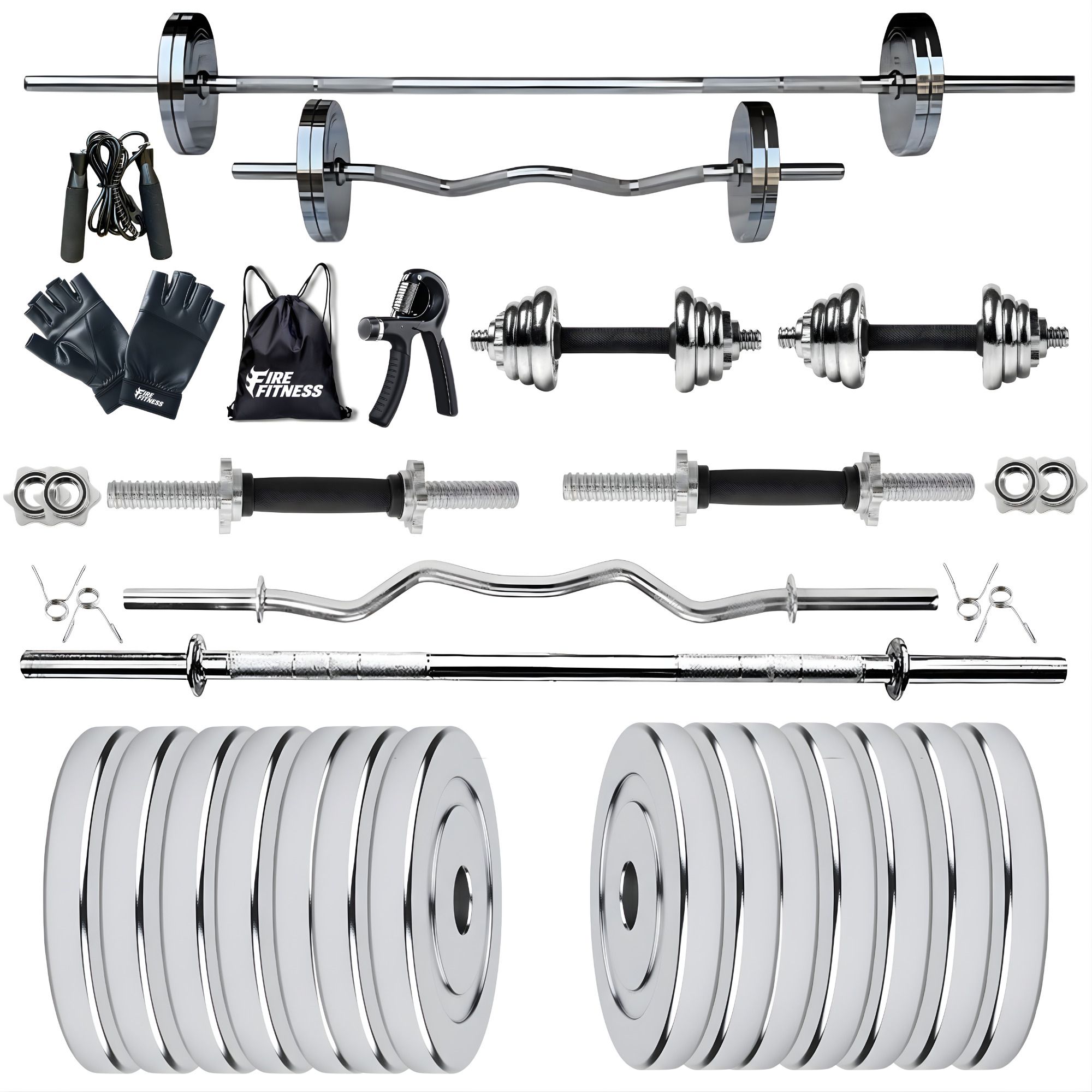10 kg Home Gym Equipment Set Steel Weight Plates with Gym rods Home Gym Combo-image-46