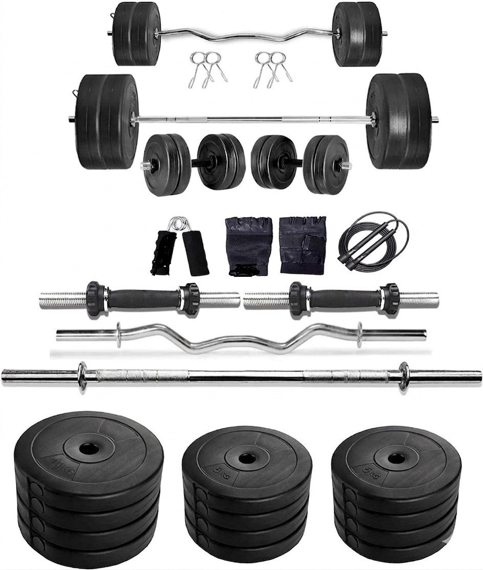 adrenex 80 kg PVC Plates with 3Ft Curl Rod and 5Ft Straight Rod with Accessories Home Gym Combo-picture-48
