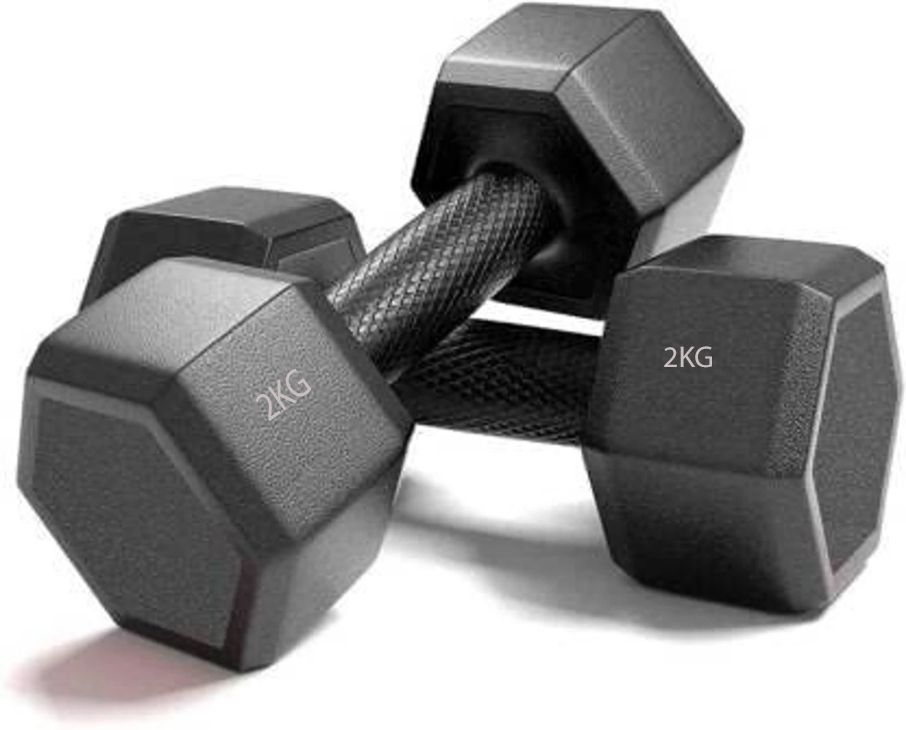 4 kg 4kg-2x2-1 pair pvc black hexa dumbell Home Gym Combo-image-37