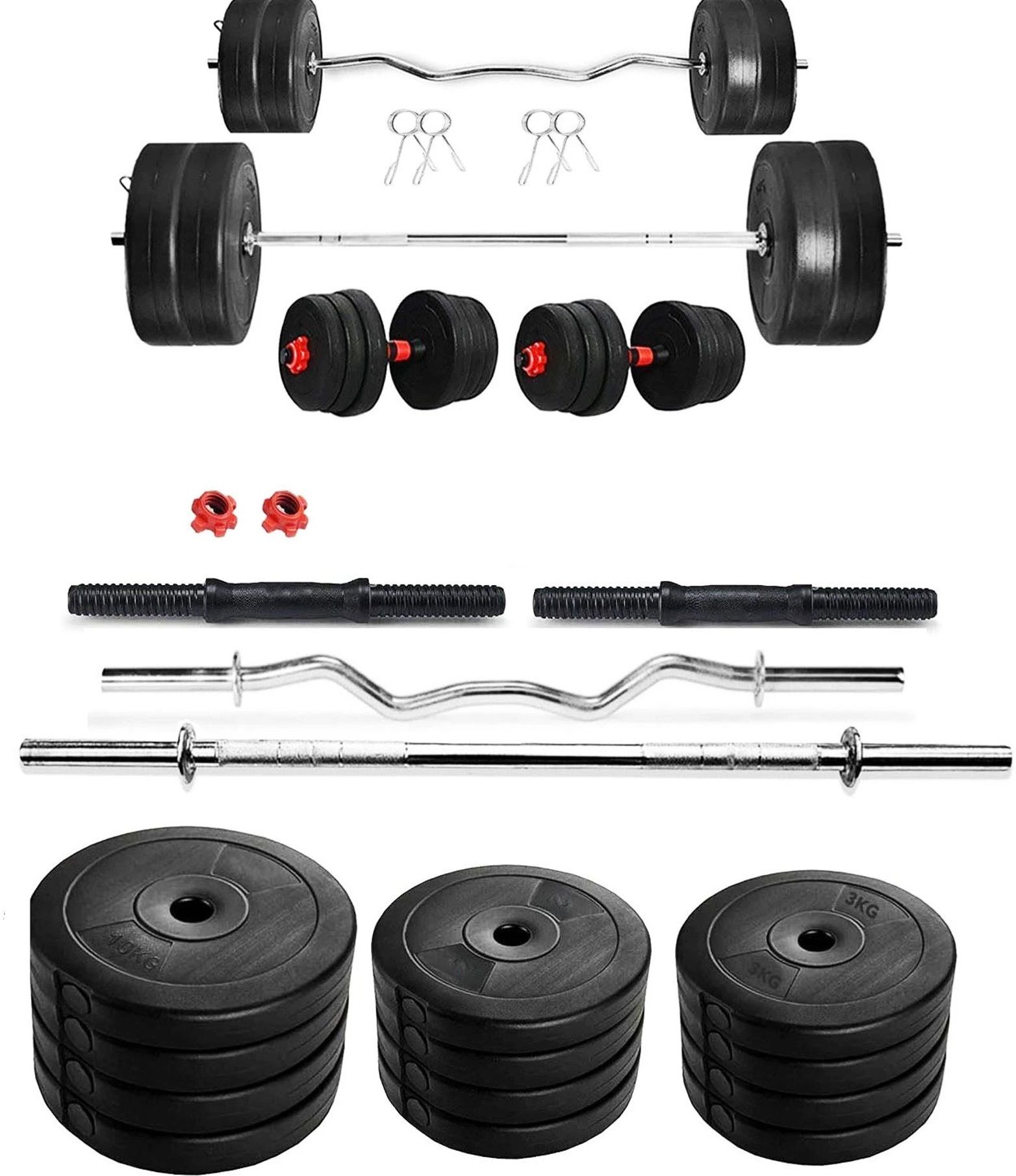 adrenex 60 kg PVC weight with 3ft Curl Rod, 5ft Straight Rod Home Gym Combo-picture-34