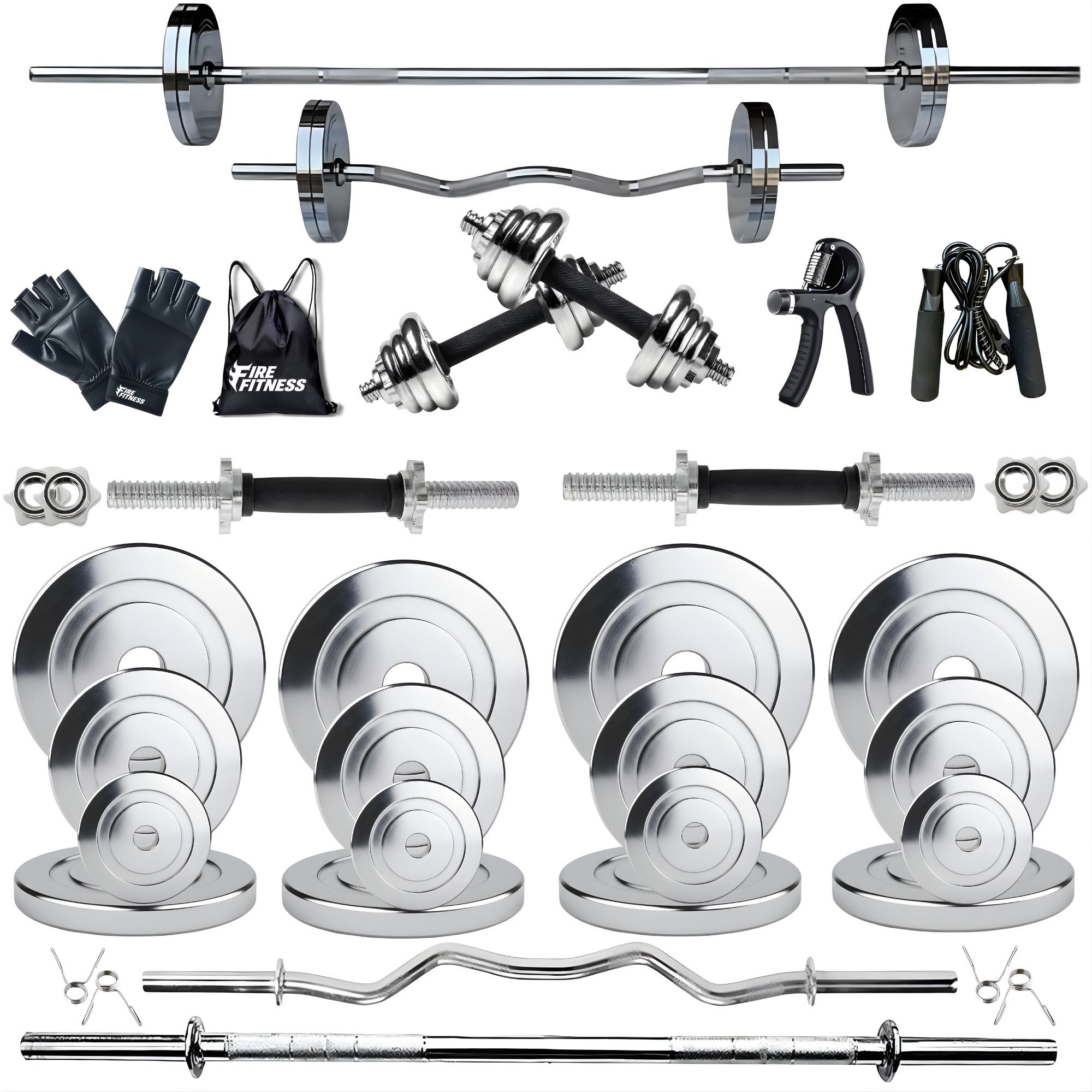 10 kg Home Gym equipment Steel Combo set | with gym barbells Home Gym Combo-image-45