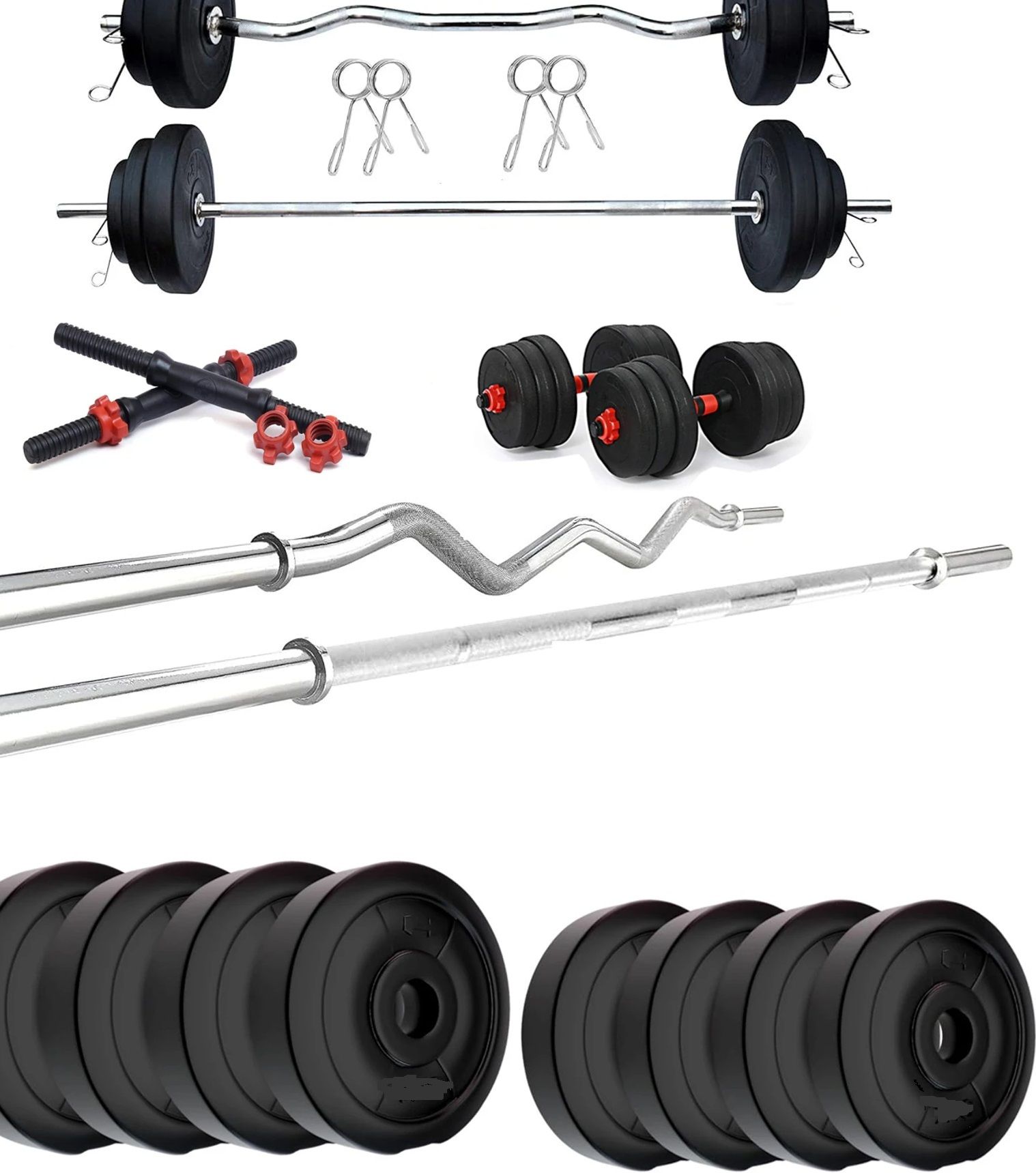 adrenex 30 kg Fitness Equipments Home Gym Combo Kit 2 with curl and plain rod Home Gym Combo-picture-30