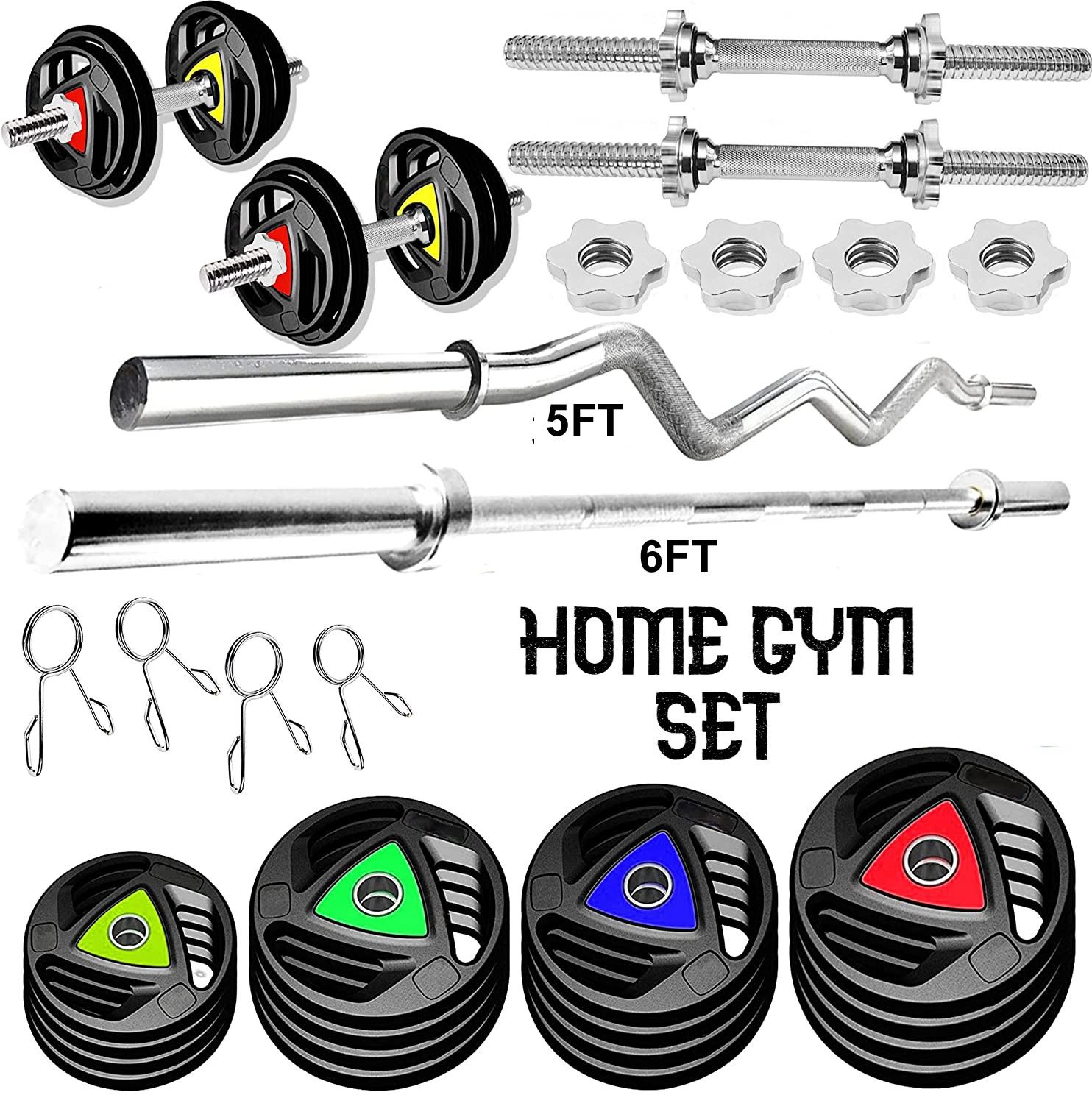 ymd 10 kg Premium Rubber Plates (2.5KGx4Plate) 5FT Curl 6FT Straight 28MM Rod Home Gym Combo-picture-38