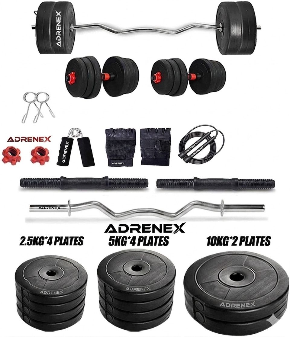 adrenex 50 kg PVC with 3ft Rod and Accessories Home Gym Combo-picture-47