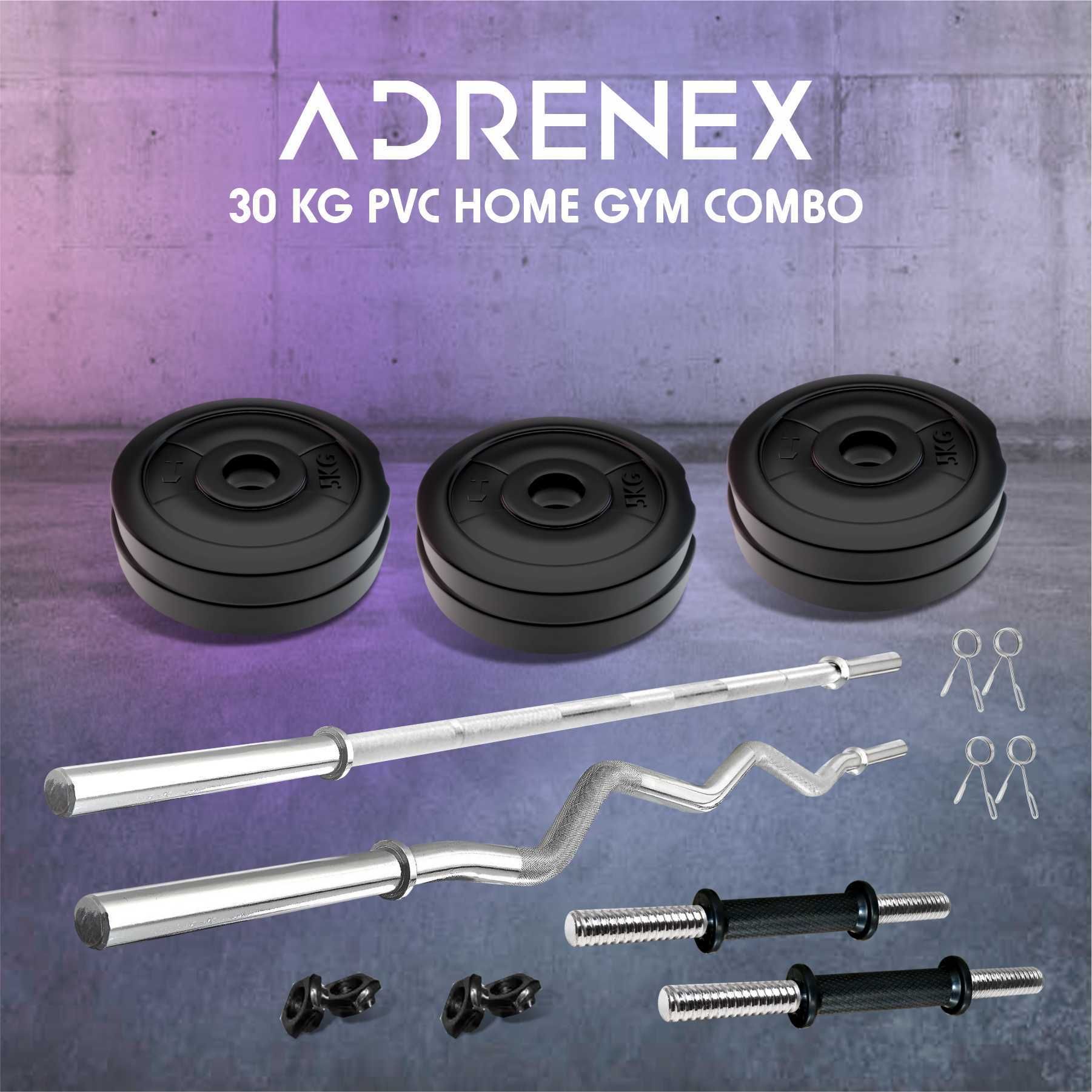 adrenex 30 kg 30 kg Portable with Straight, Curl & Dumbbell Rods Home Gym Combo-picture-33