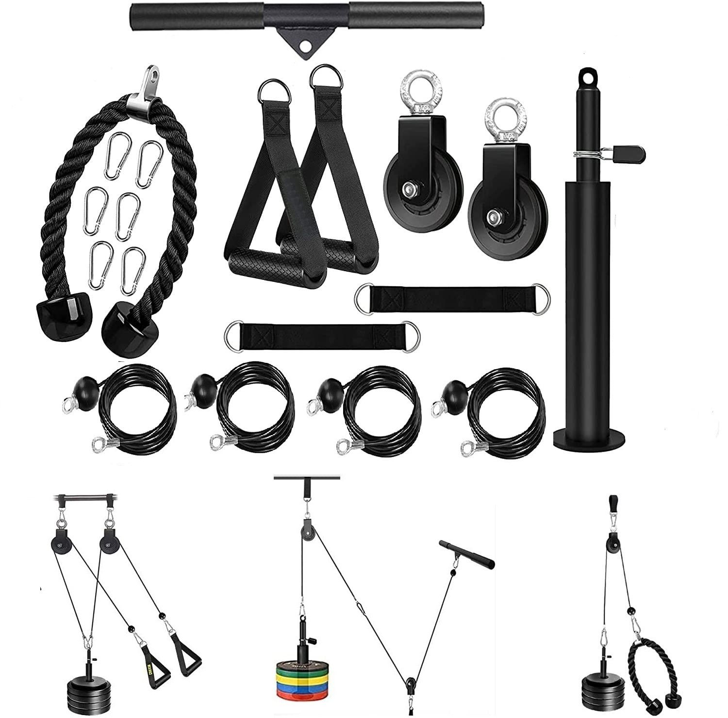Fitness Lift Pulley System Gym - Upgraded LAT Pull Down Cable (67in1) Home Gym Combo-image-29