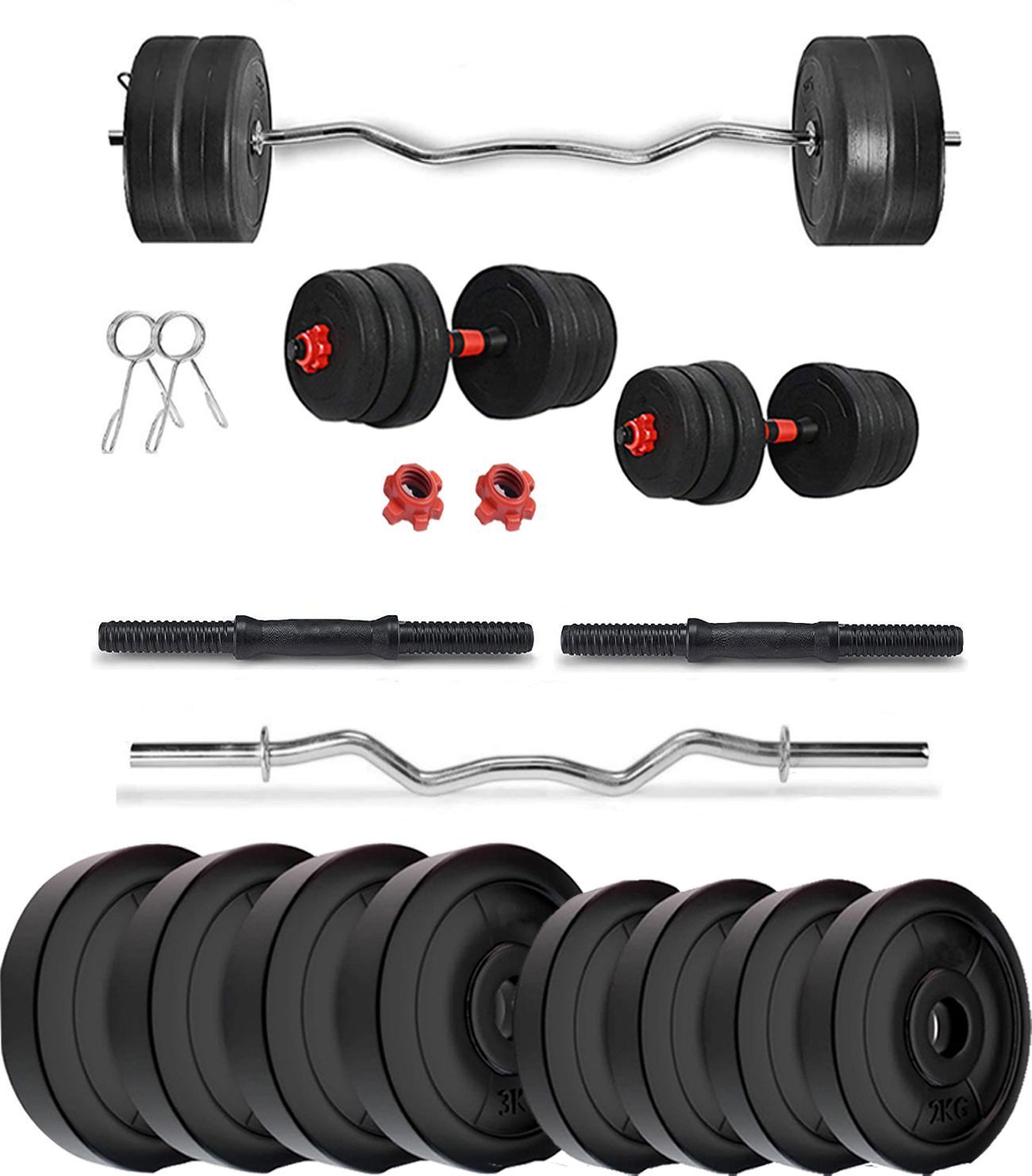 adrenex 20 kg Pvc weight 3Ft Curl Rod Home Gym Combo-picture-31