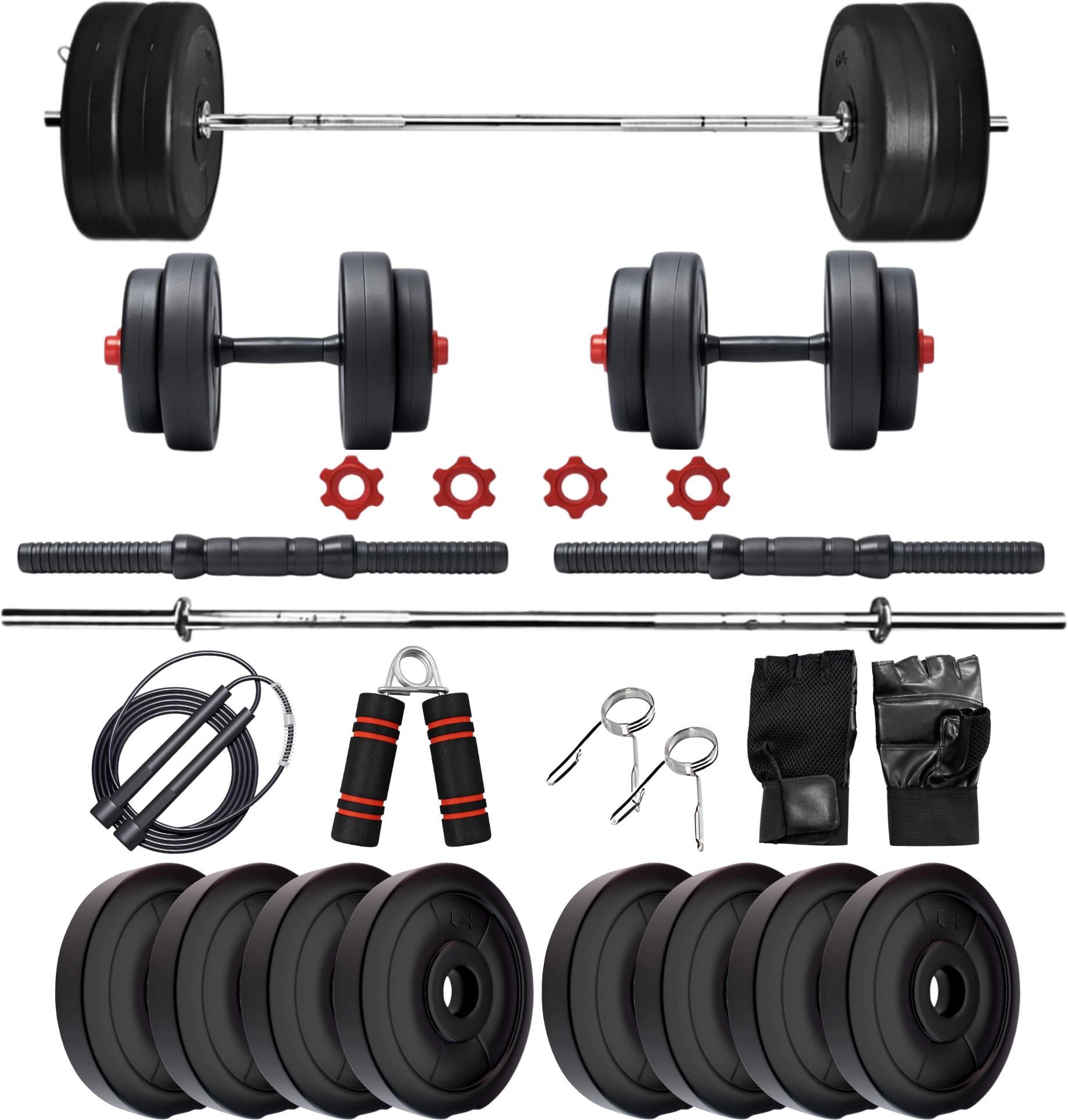 30KG PVC Weight+3ft Straight Rod+Pair of Adjustable Dumbbell Rod Fitness Accessory Kit Kit-image-36