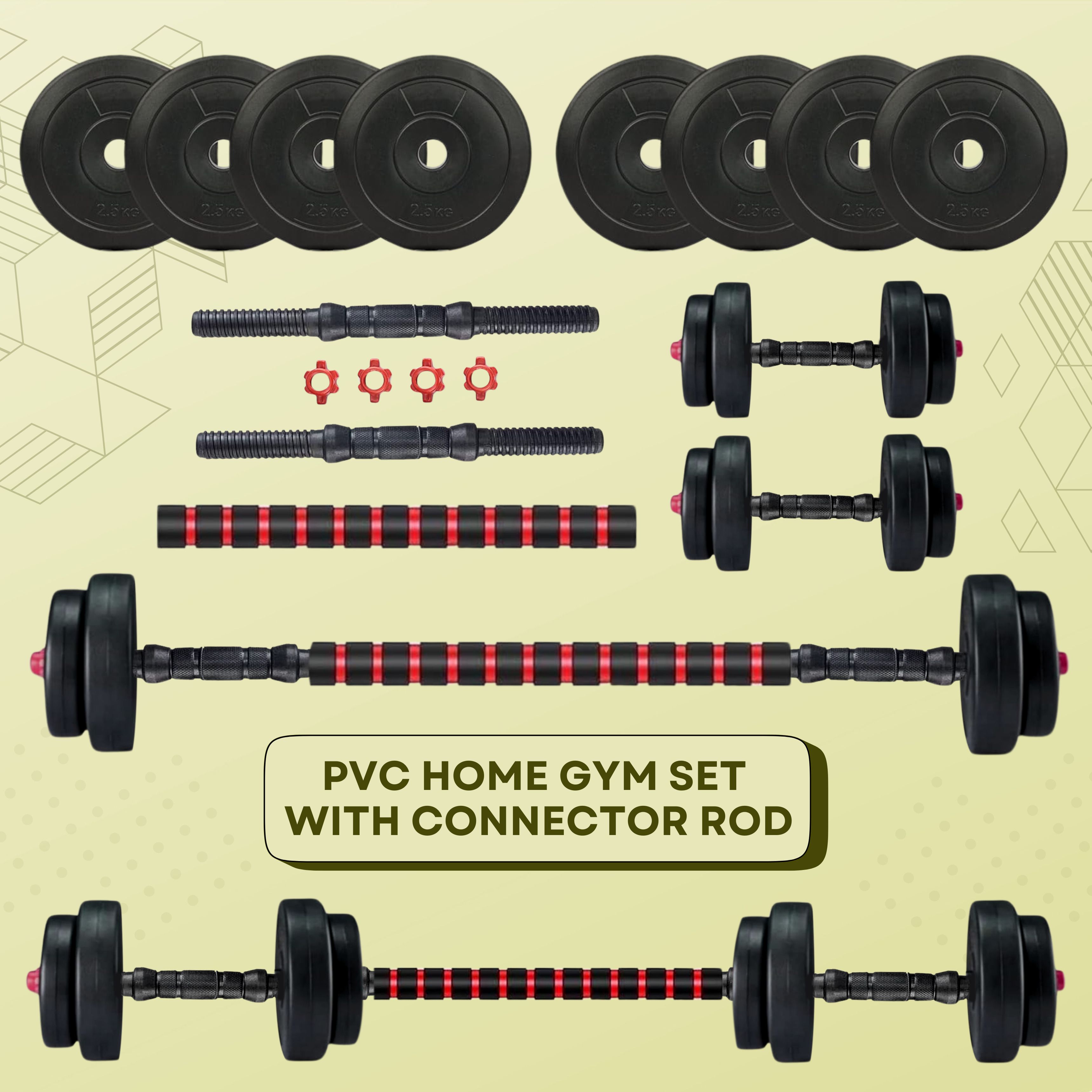 30 kg Adjustable Dumbbell Set with Connector Rod Home Gym Combo-image-46