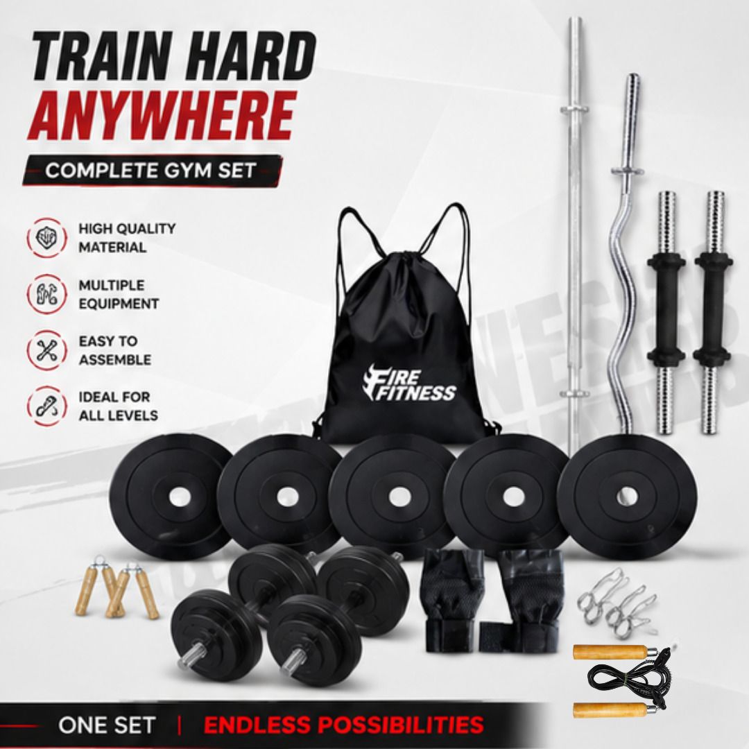 10 kg Home Gym Set 10KG PVC Weight Plates Barbell Dumbbell Fitness Combo Home Gym Combo-image-23