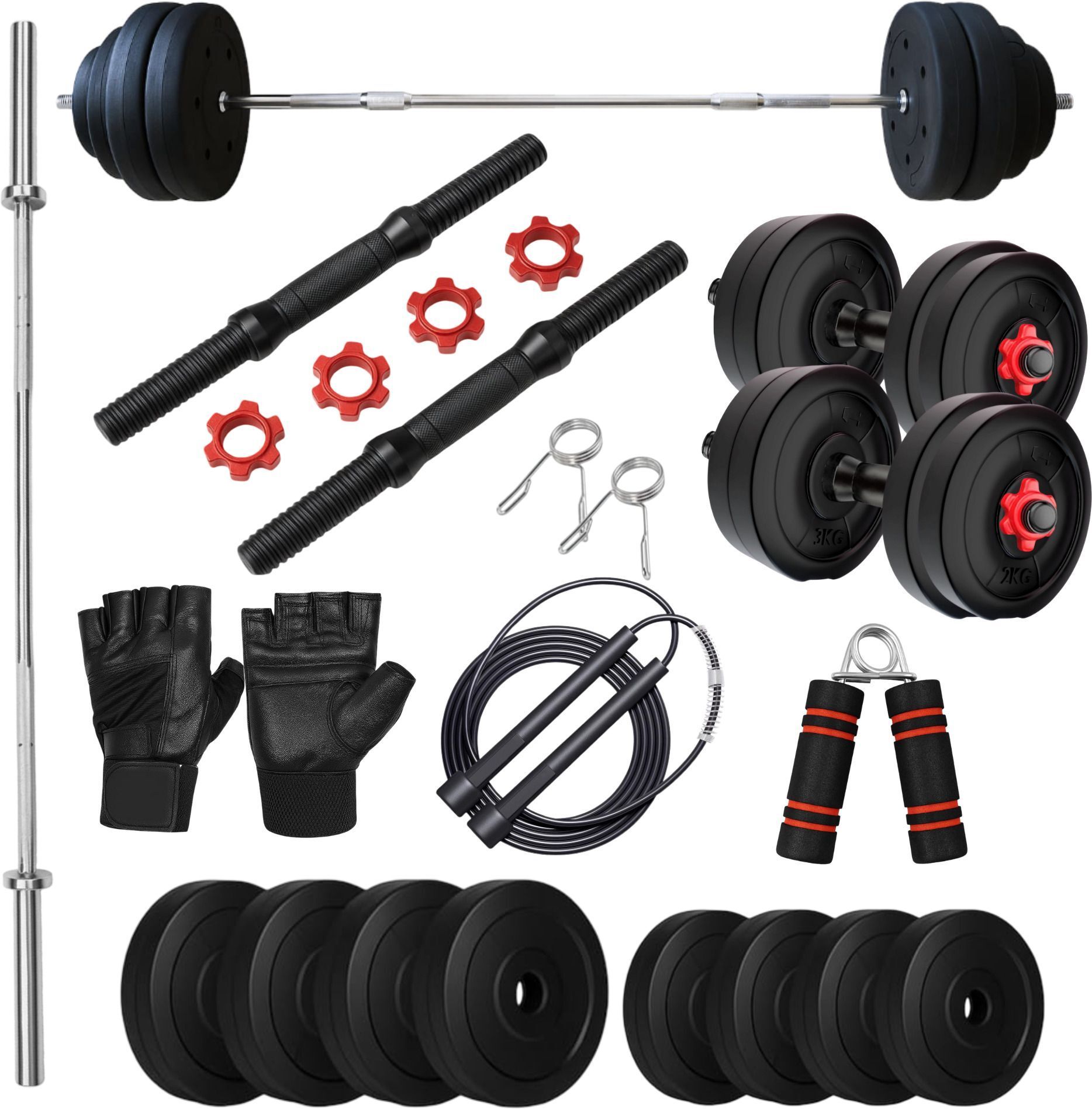 16 kg PVC Home & Gym Combo 3Ft Straight Rod, Adjustable Dumbbell Home Gym Combo