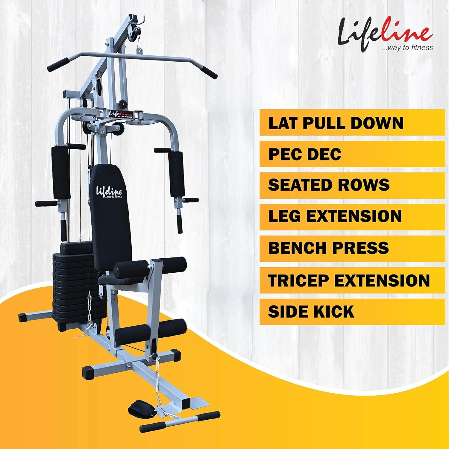 72 kg Multi Home Gym Machine for Chest Biceps Shoulder Back Triceps Legs for Men Home Gym Combo-image-35