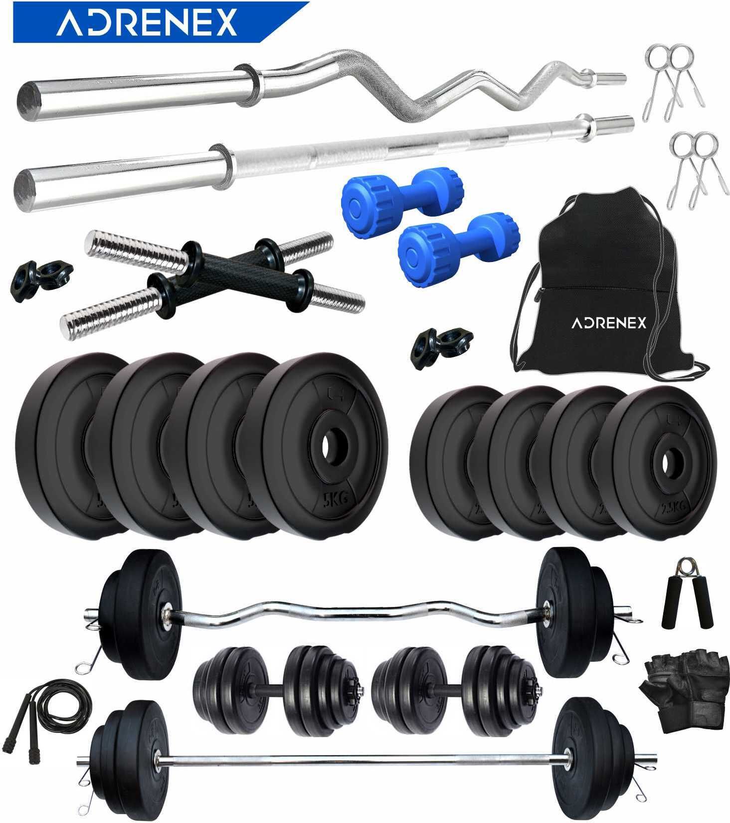 adrenex 30 kg with Straight, Curl , Dumbbell Rods , PVC Dumbbells & Gym Accessories Home Gym Combo-picture-26