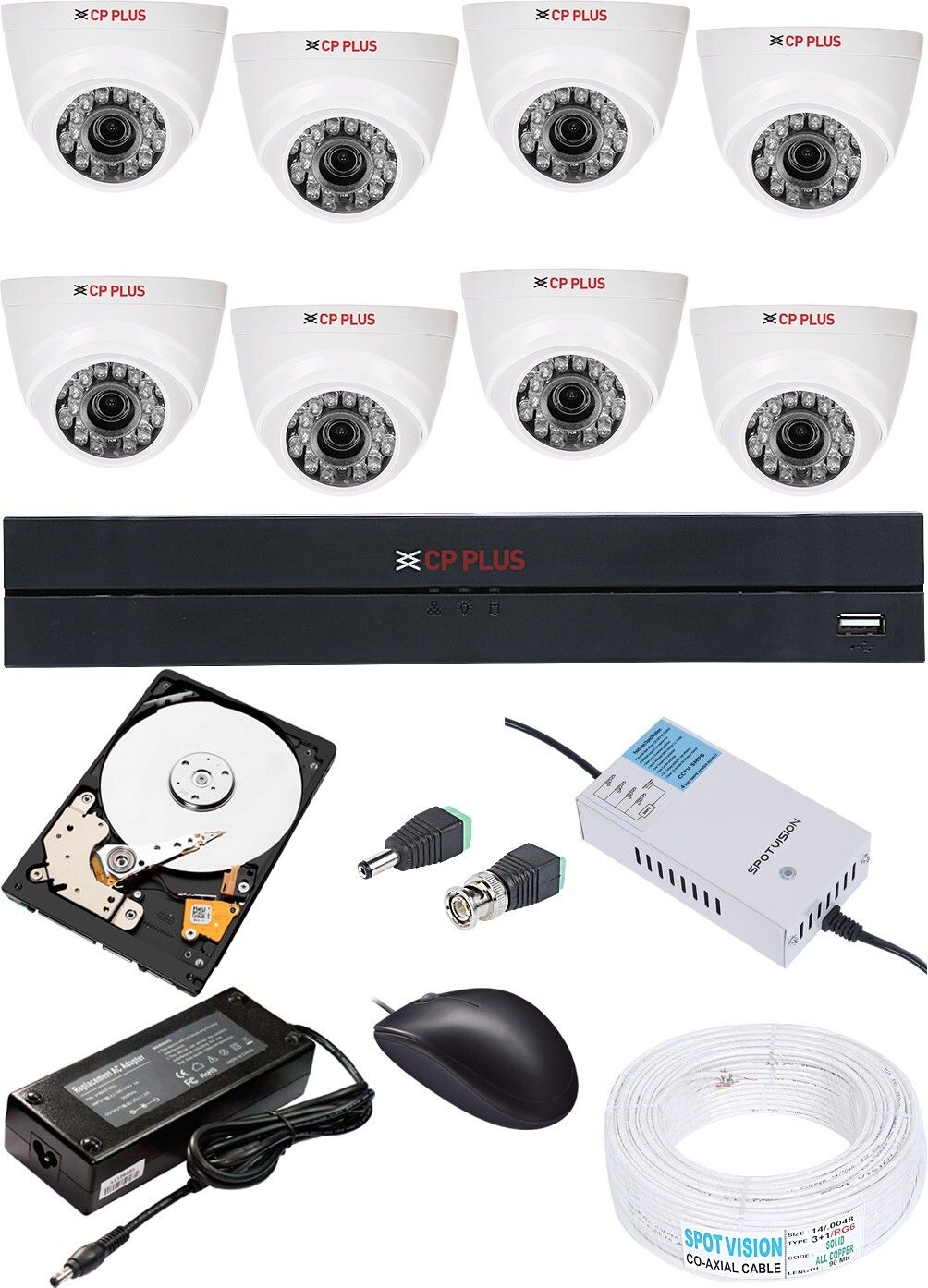 CP PLUS 8 Channal HD DVR 720p 1Pcs,Dome Camera 1MP 8Pcs Security Camera-picture-15