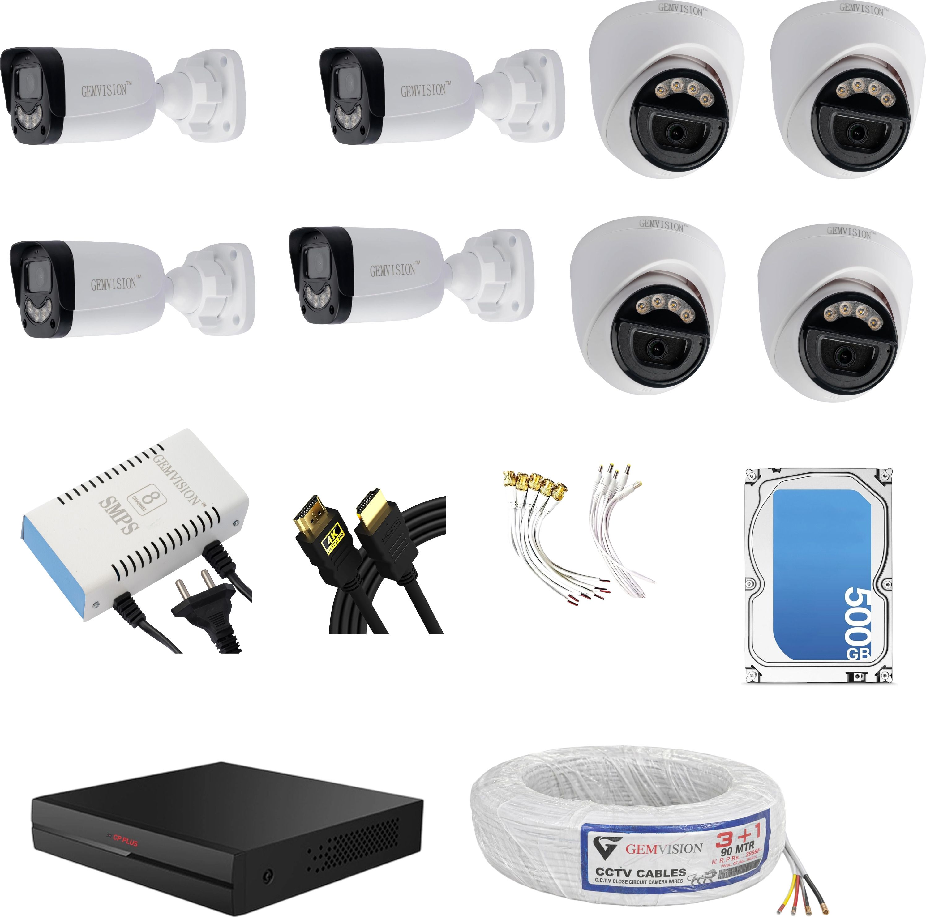 CP PLUS 3MP Color Night Vision CCTV Camera Kit 4 Indoor 4 outdoor Camera 8CH DVR Security Camera-picture-18