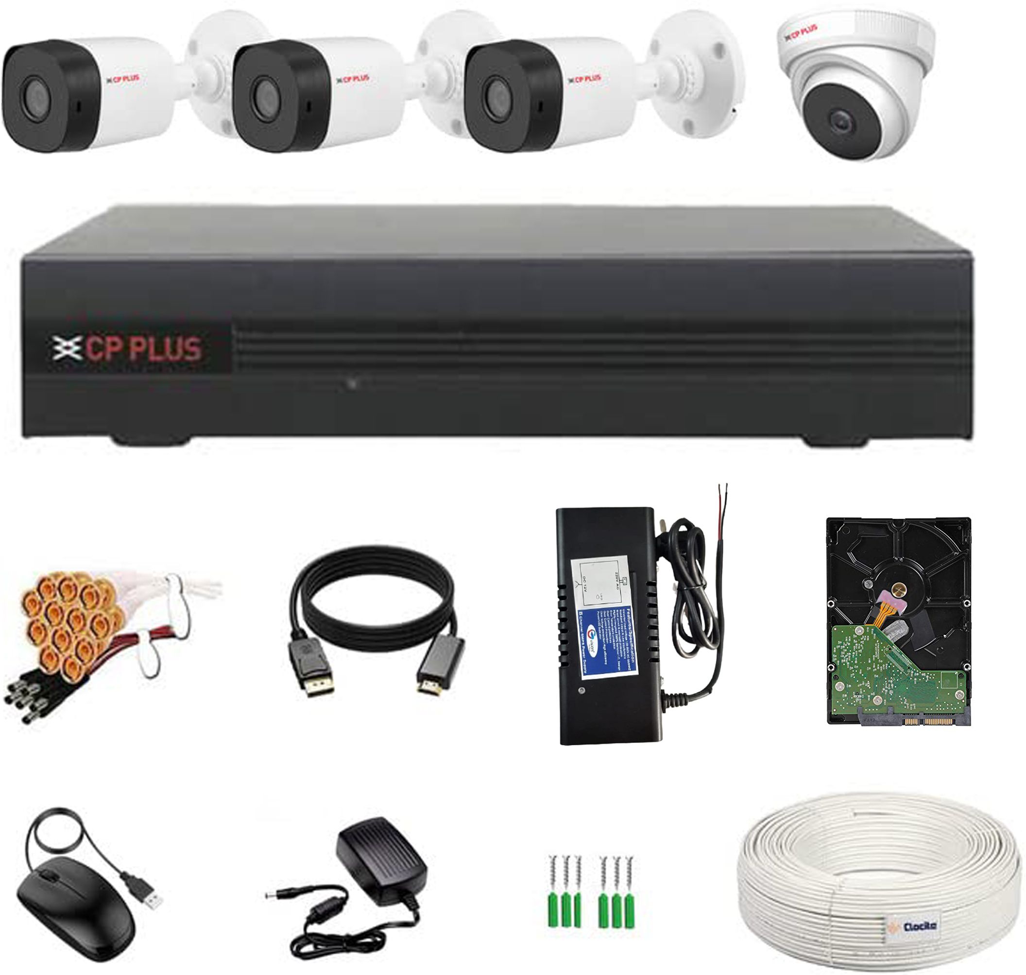 CP PLUS 4 Channal DVR 1Pcs,Outdoor Camera 3Pcs,Indoor Camera 1Pcs,Full combo set Security Camera-picture-16