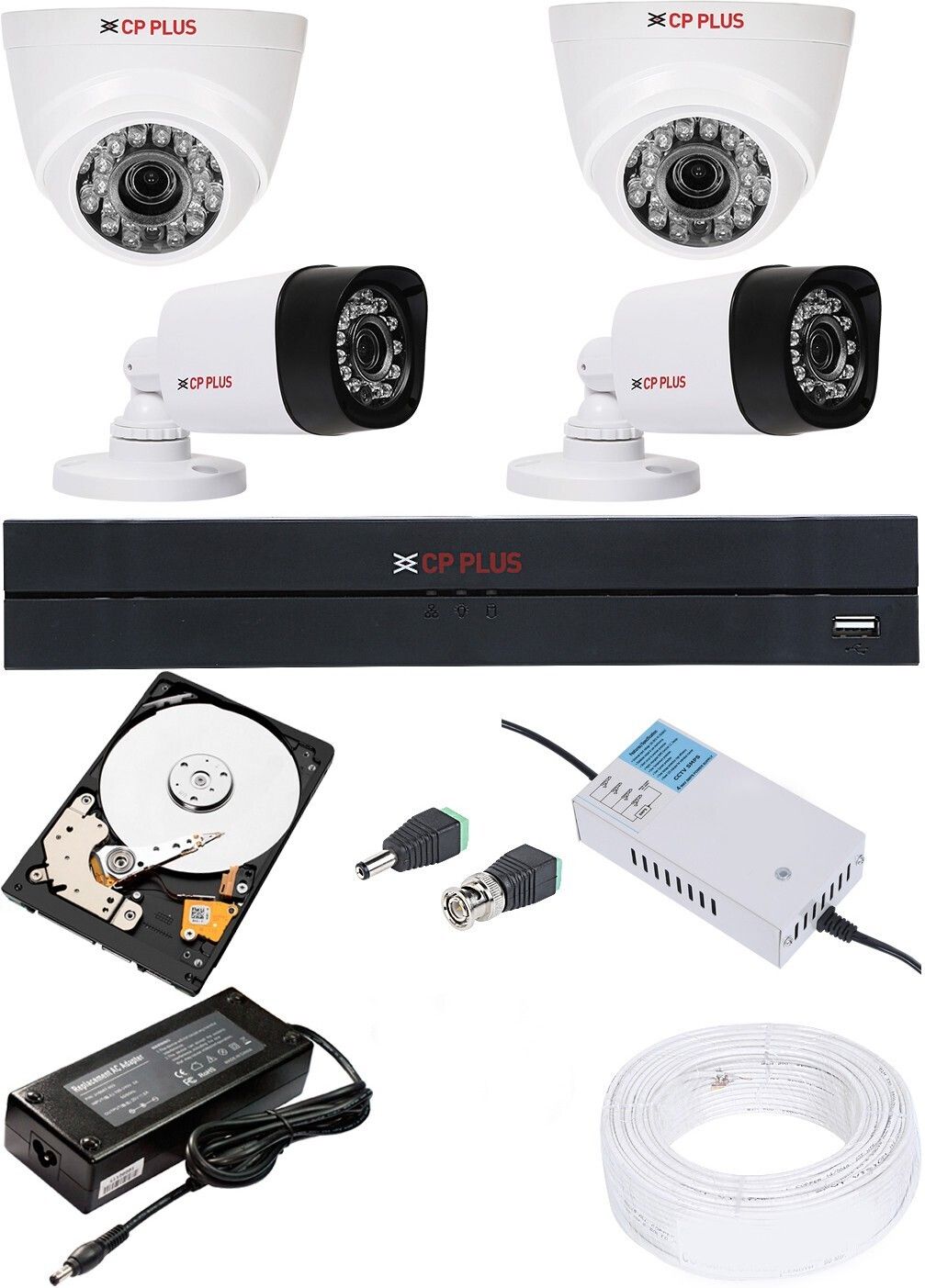 CP PLUS 4 Channal HD DVR 1080p 1Pcs,Bullet Camera 2.4MP 2Pcs,Dome Camera 2.4MP 2Pcs Security Camera-image-27