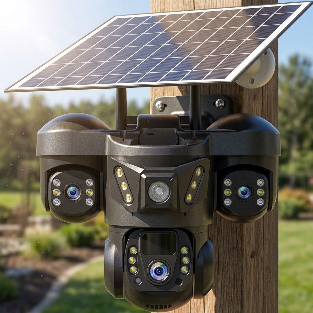 Divine creation 4G Solar Triple Lens 5MP Outdoor CCTV Camera | 3-Screen View C156 Security Camera-picture-33