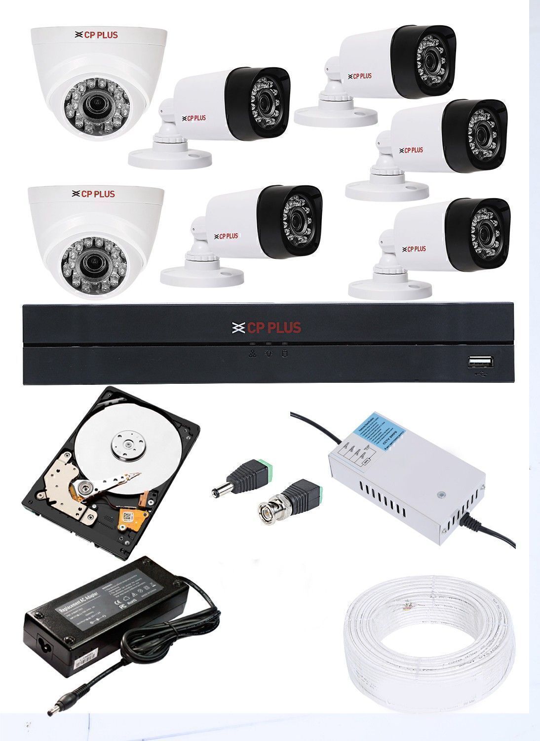 CP PLUS 8 Channal HD DVR 1080p 1Pcs,Bullet Camera 2.4MP 5Pcs,Dome Camera 2.4MP 2Pcs Security Camera-image-27