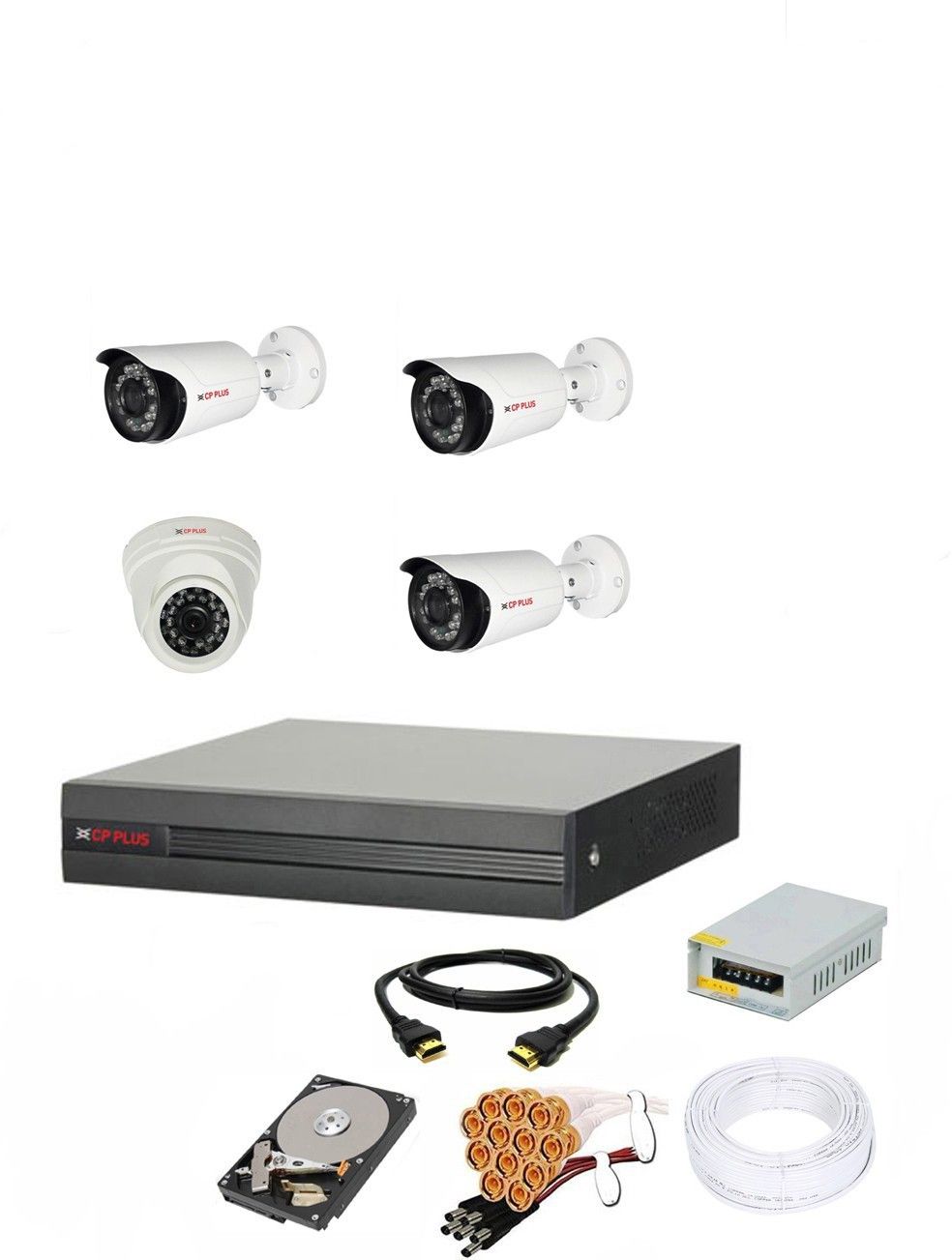 CP PLUS 4 Channal HD DVR 1080p 1Pcs,Outdoor 2.4MP 3Pcs,Indoor 2.4MP 1Pcs,Hard Disk Security Camera-picture-22