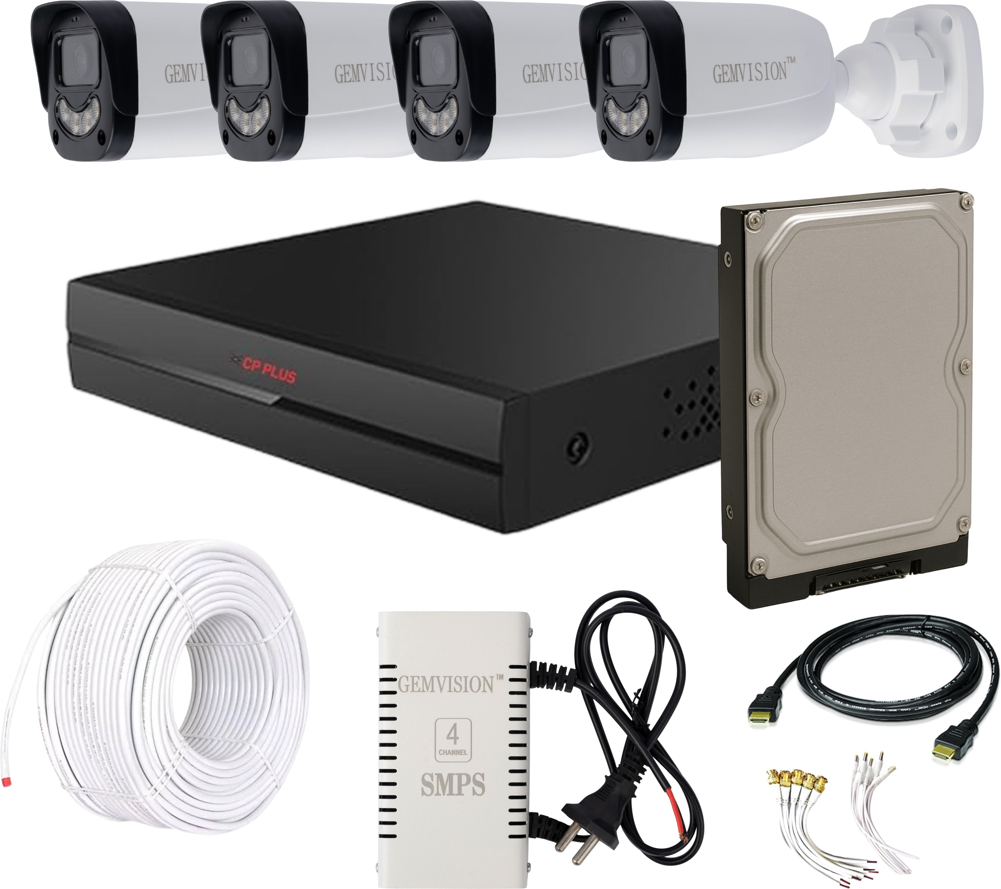 CP PLUS 4Cam Combo Color Vu Kit with 4CH DVR, 4 Outdoor Camera with Mic,Full Accessories Security Camera-picture-18