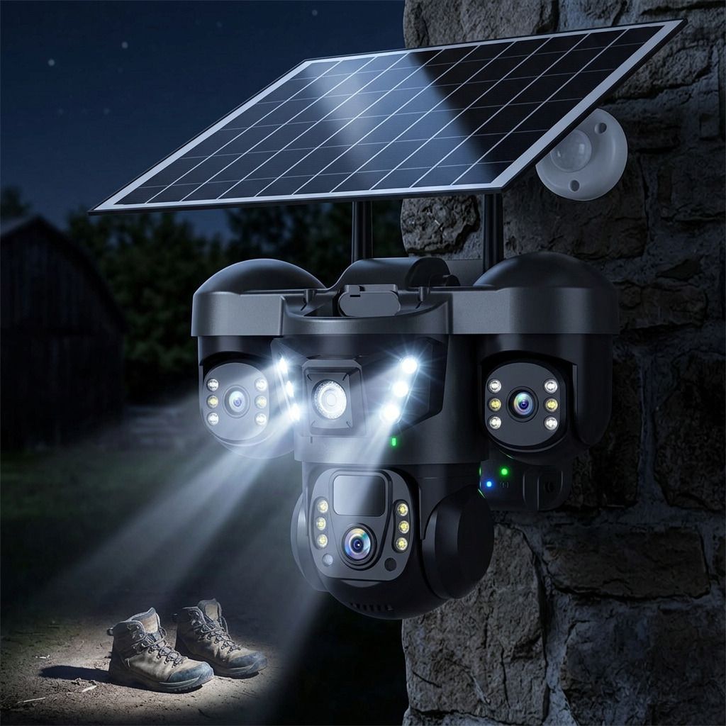 Divine creation 4G Solar Triple Lens 5MP Outdoor CCTV Camera | 3-Screen View C129 Security Camera-picture-27
