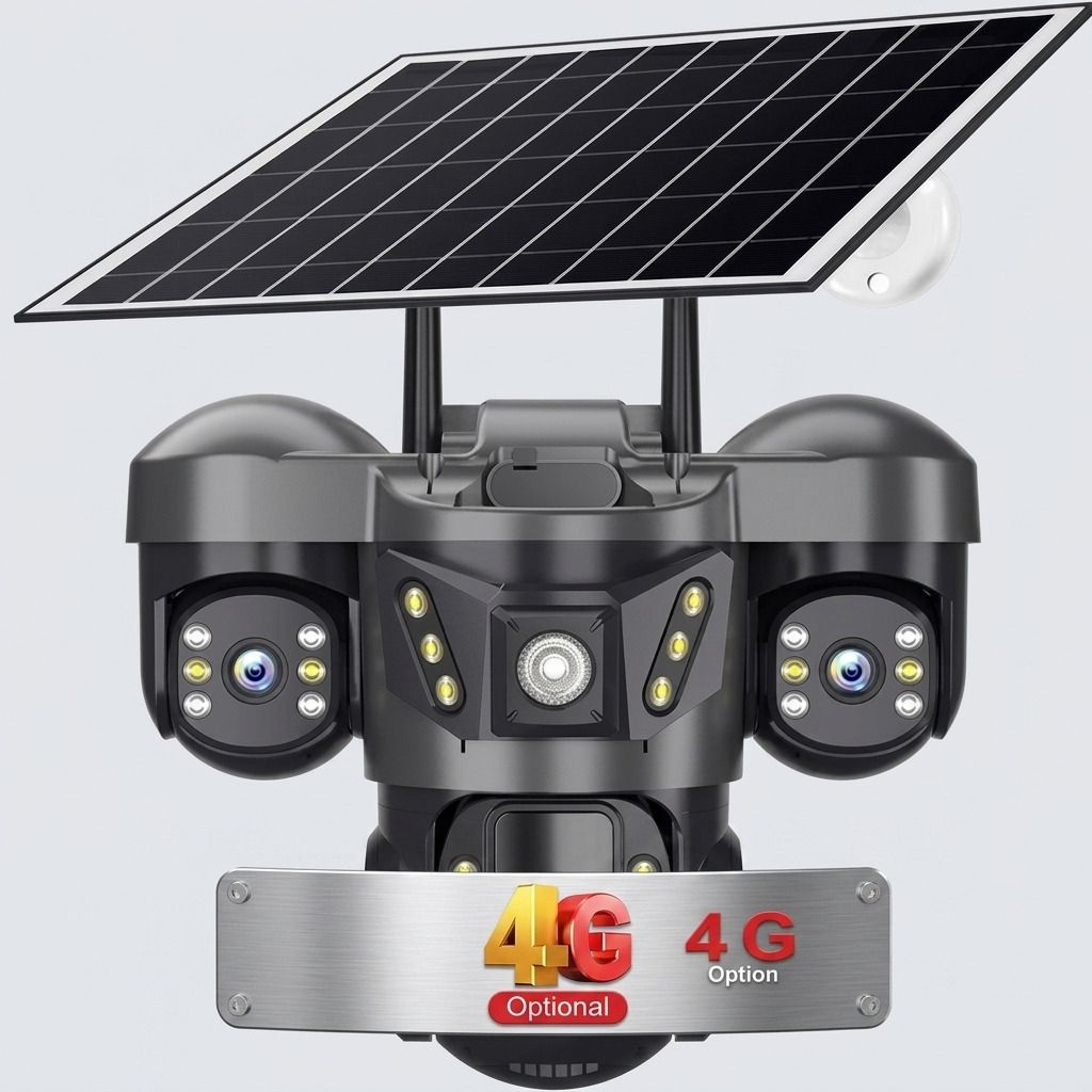 Divine creation 4G Solar Triple Lens 5MP Outdoor CCTV Camera | 3-Screen View C158 Security Camera-picture-14
