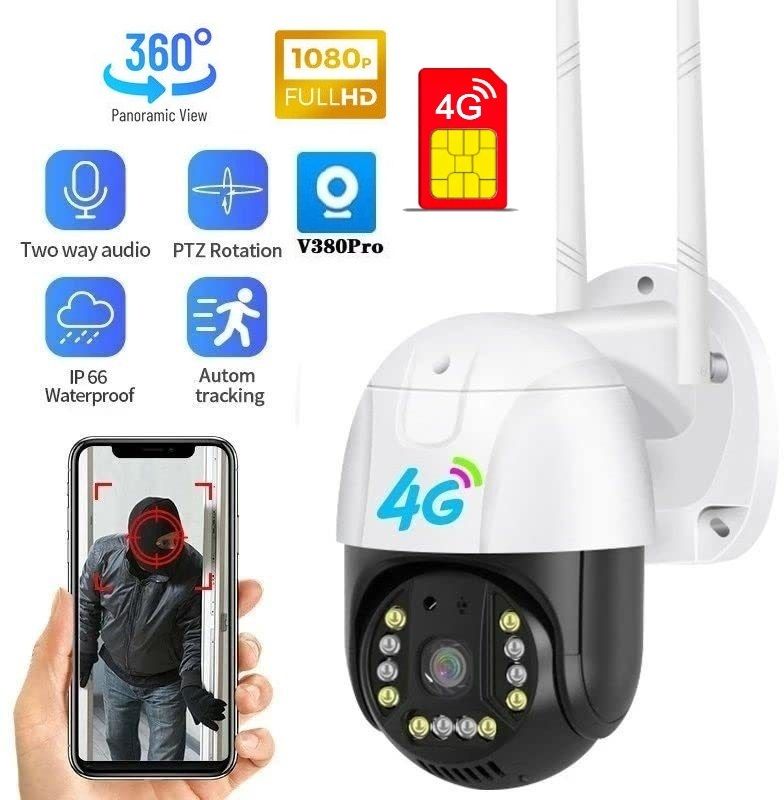 AVOIHS 4G SIM Supported 360° HD IP66 TwoWay Audio Night Vision Camera SD Card Support Security Camera