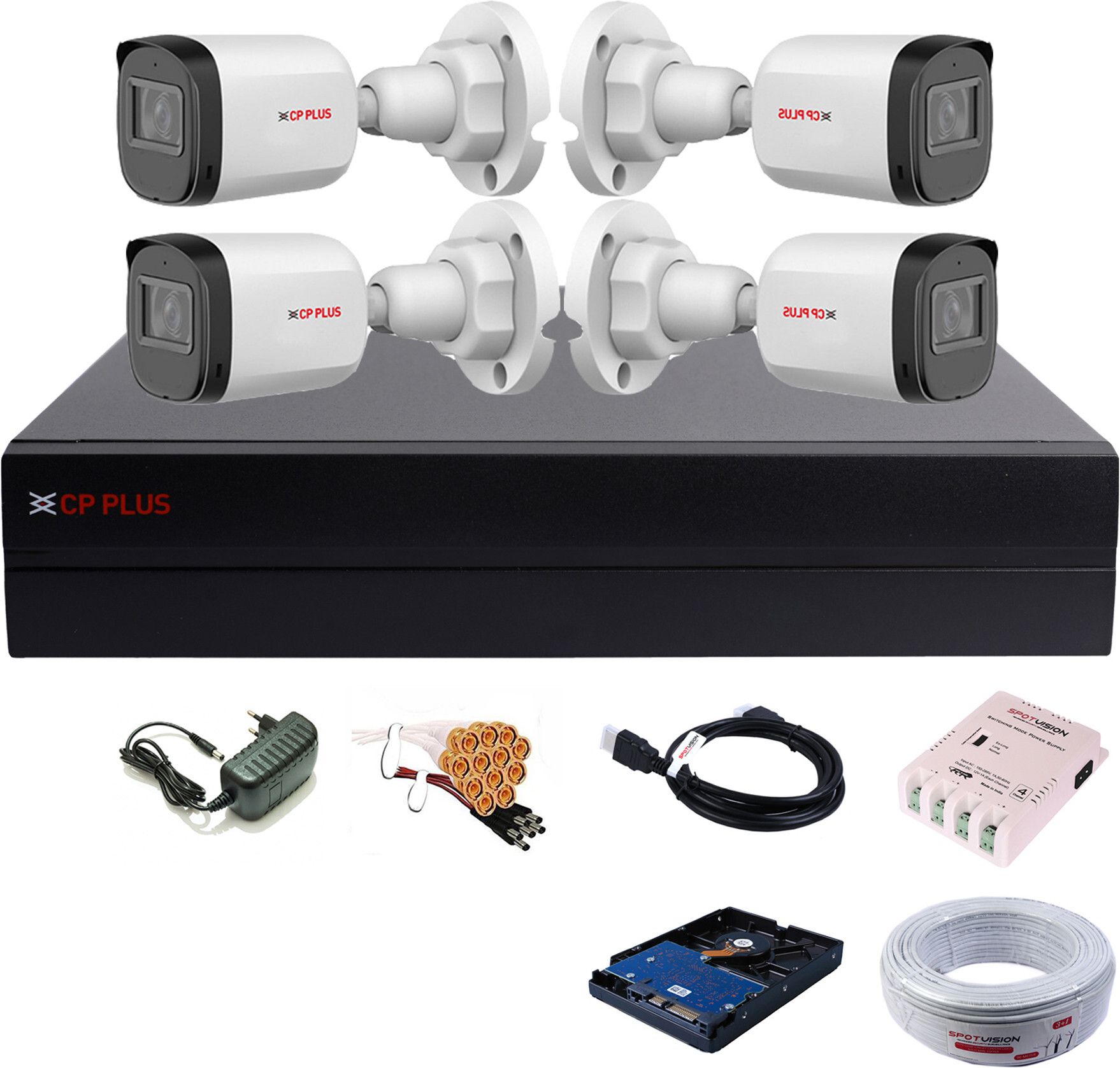 CP PLUS 4 Channel HD DVR 1080p,Outdoor Camera 2.4 MP 4Pcs,Hard Disk,Full combo set Security Camera-image-28