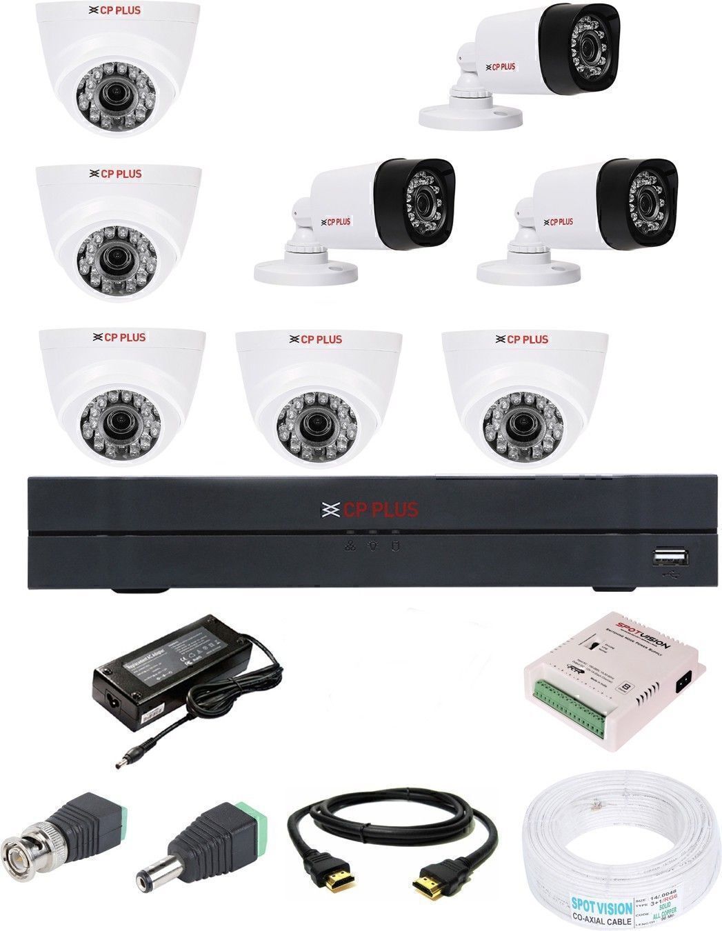 CP PLUS 8 Channal HD DVR 1080p 1Pcs,Bullet Camera 1MP 3Pcs,Dome Camera 1MP 5Pcs, Security Camera-picture-28