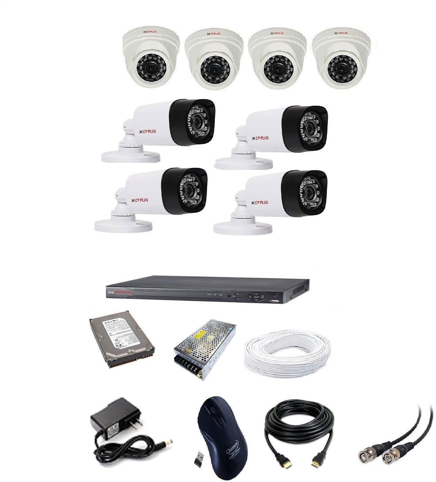CP PLUS 4 dome 4 bullet 8 channel dvr kit with 1 tb hard disk COMO KIT Security Camera-picture-29