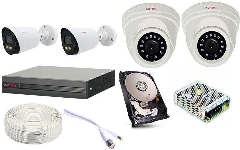 CP PLUS CP PLUS GUARD+ INTELLIGENT FULL COLOR HD 2 BULLET CAMERA (CP-GPC-T24PL2-S) , 2 INDIGO DOME ( CP-VAC-D24L2-V3),(CP-UVR-0401E1-CS) COSMIC 4 CHANNEL DVR, 4 CHANNEL POWER SUPPLY, 1TB HARD DISK ,90M WIRE BUNDLE,BNC AND DC CONNECTORS. Security Camera-picture-24