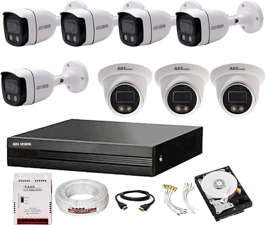 ADS VISION 8CH. Hybrid DVR, 5B/3D CAMERA COLOUR VIEW NIGHT VISION CAMBO SET With 1TB HDD Security Camera-image-45
