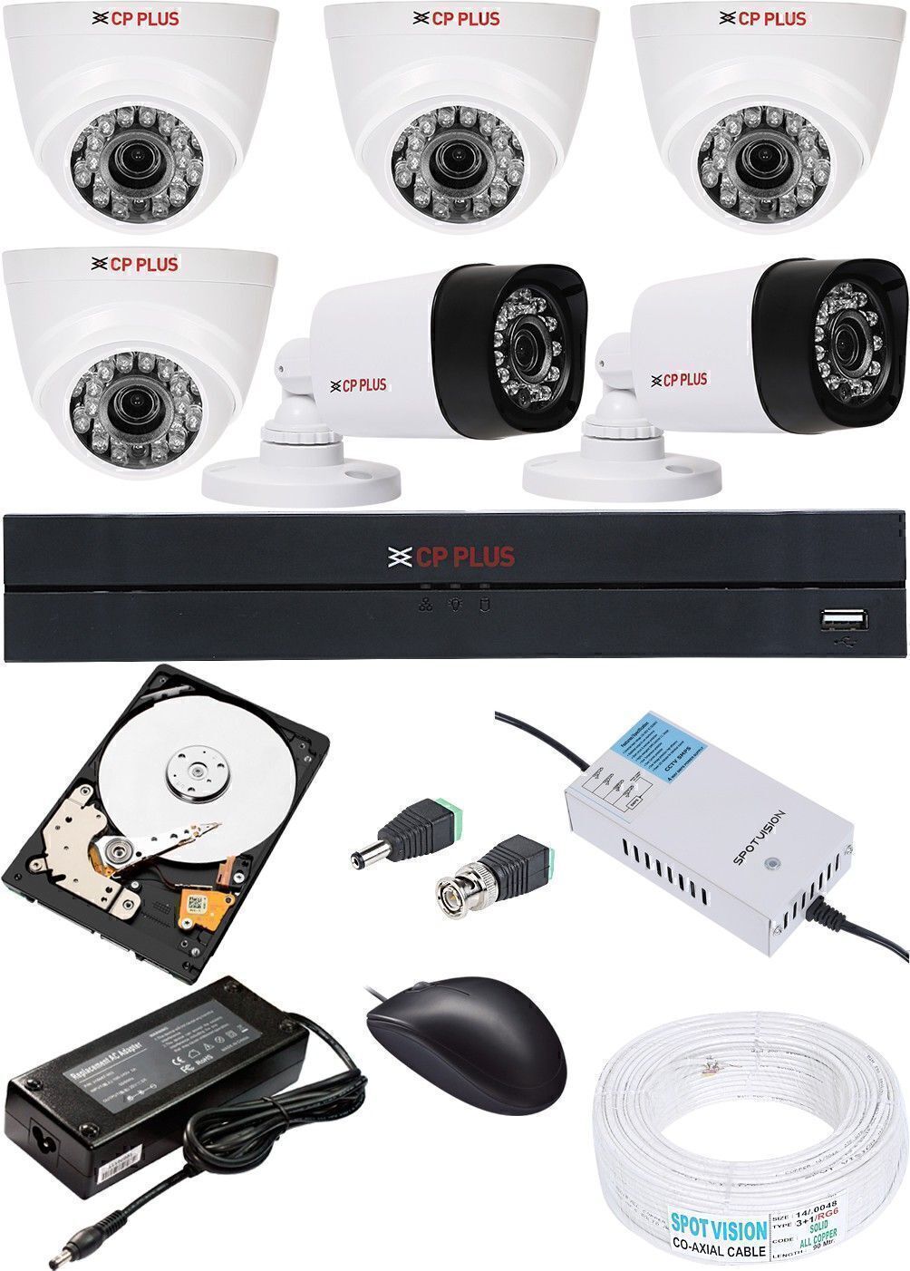 CP PLUS 8 Channal HD DVR 720p 1Pcs,Bullet Camera 1MP 2Pcs,Dome Camera 1MP 4Pcs Security Camera-picture-13