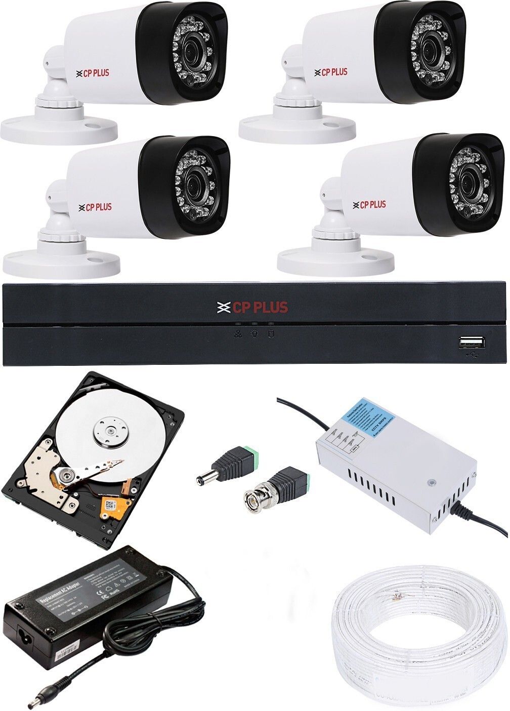 CP PLUS 4 Channal HD DVR 1080p 1Pcs,Bullet Camera 2.4MP 4Pcs Security Camera-image-22