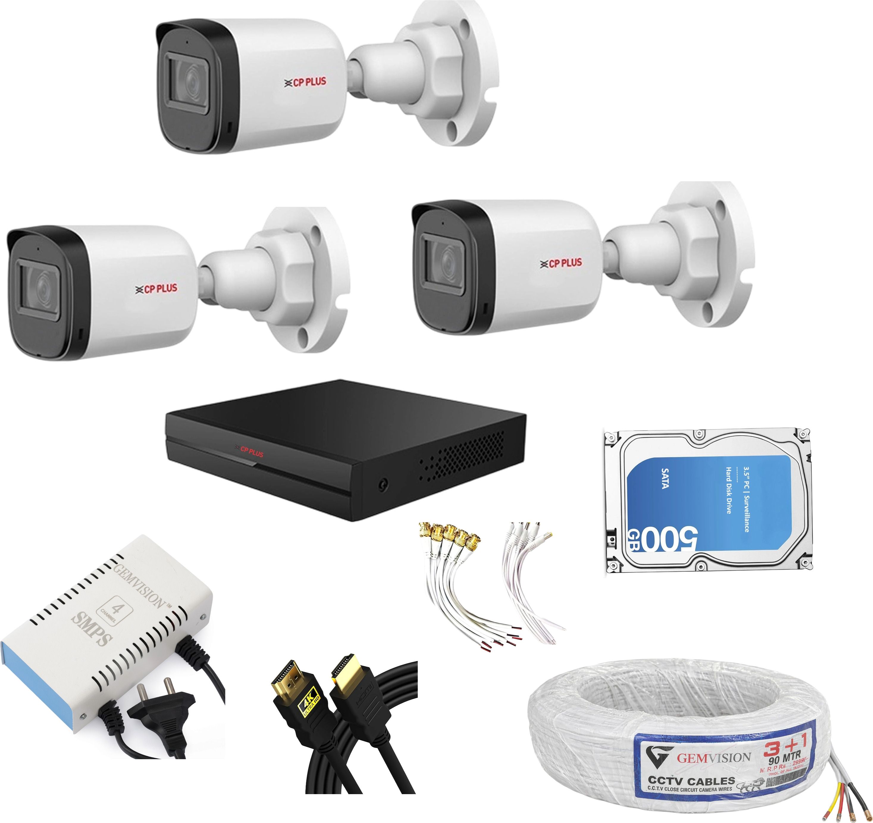 CP PLUS 2.4MP 3 Camera Full HD CCTV Security Kit with DVR, Audio Mic, HDD & Cable Set Security Camera-picture-28
